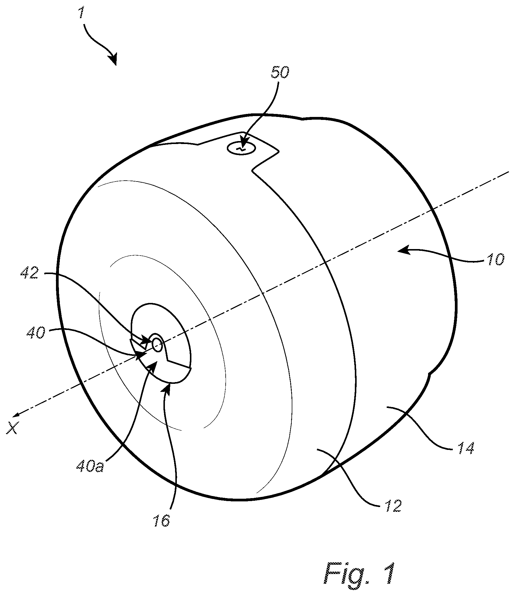 Patent US12096890 Figure 1 – Dispenser for a roll of absorbent paper web material