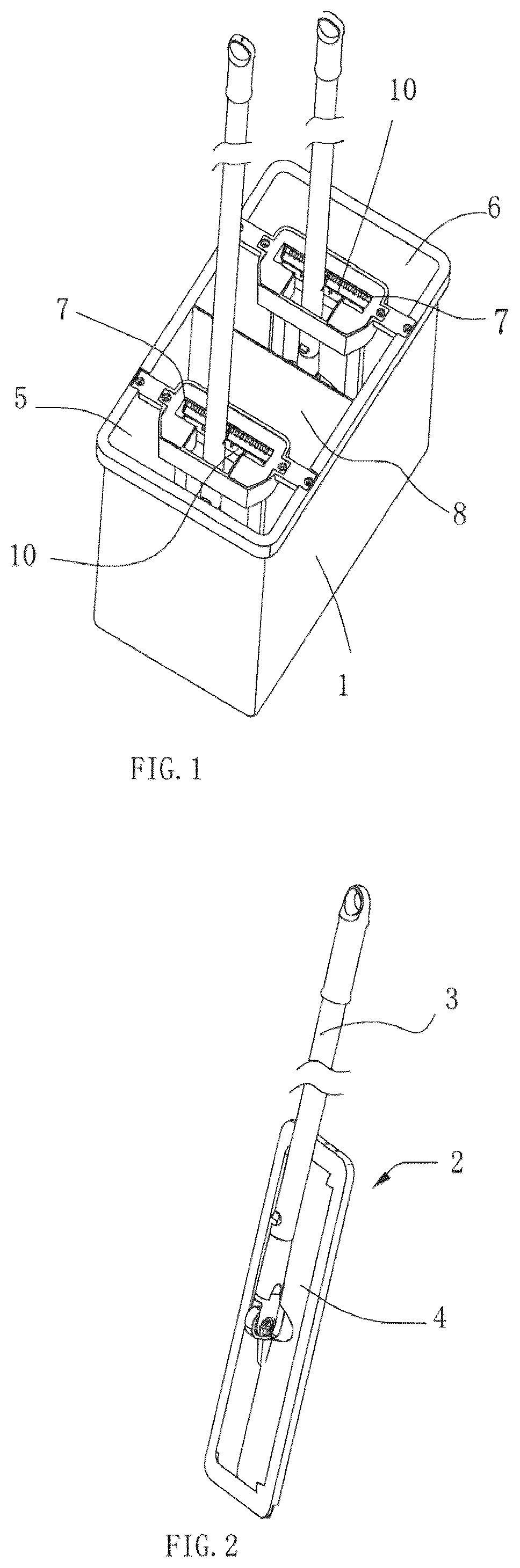 Patent US12096899 — Mop bucket for cleaning and squeezing a flat mop — Figure 1