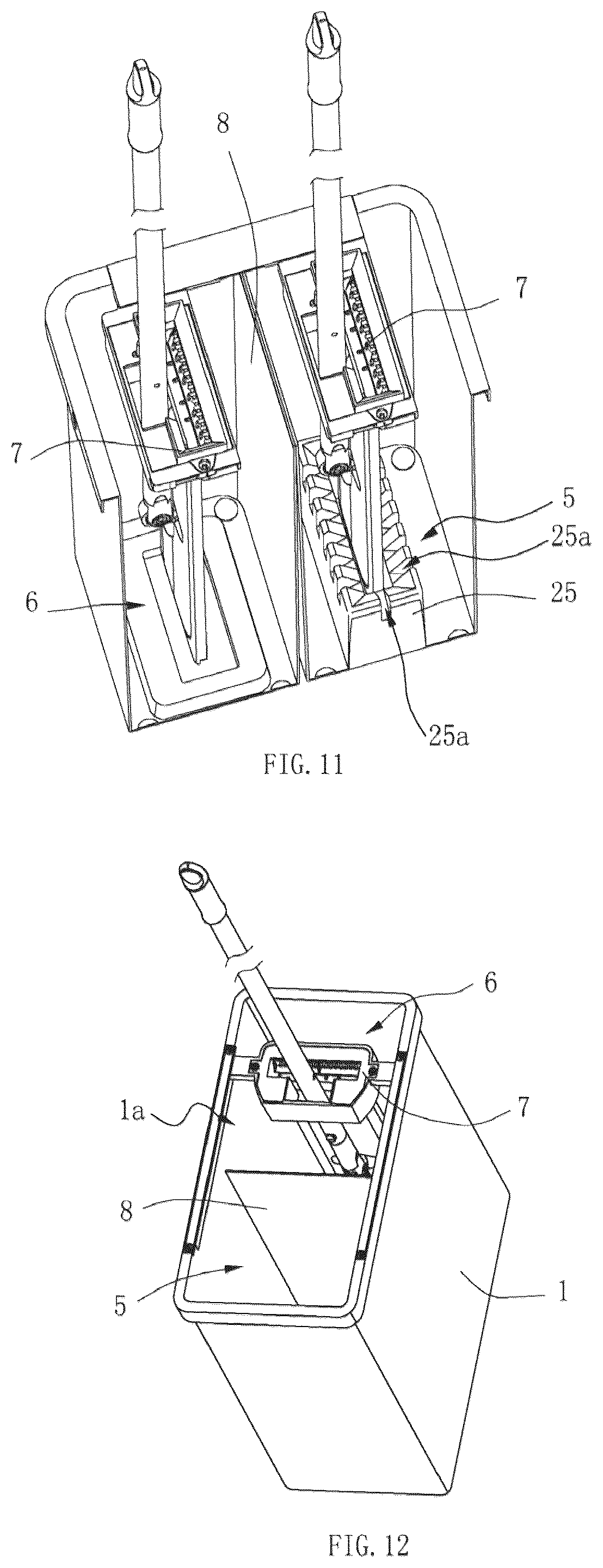 Patent US12096899 Figure 6 – Mop bucket for cleaning and squeezing a flat mop