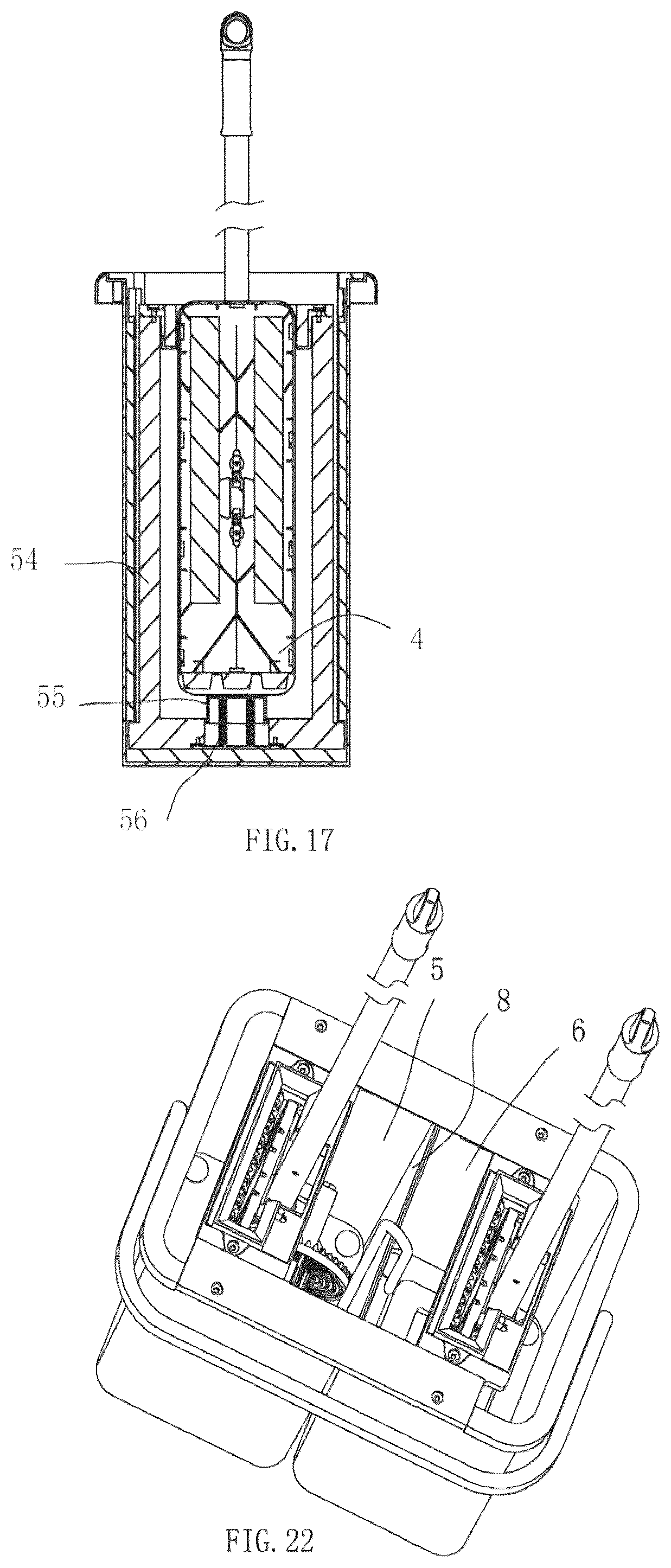 Patent US12096899 Figure 9 – Mop bucket for cleaning and squeezing a flat mop