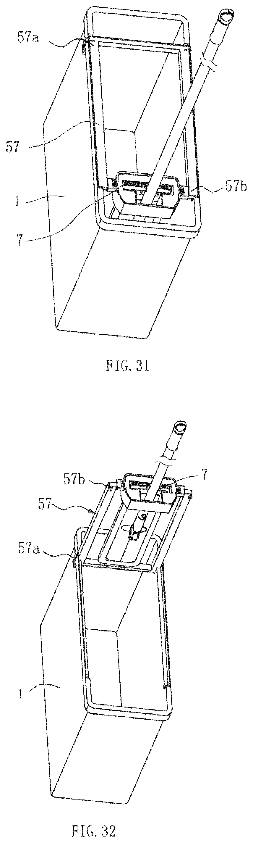 Patent US12096899 Figure 16 – Mop bucket for cleaning and squeezing a flat mop