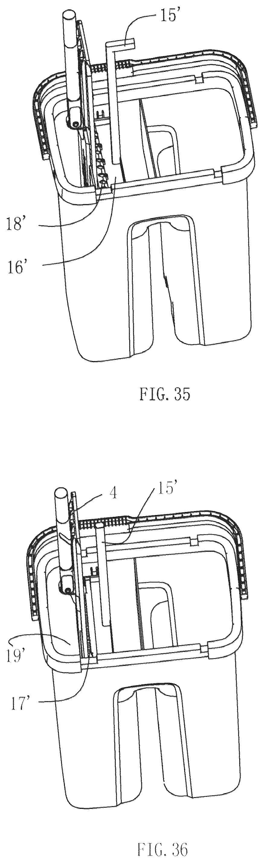 Patent US12096899 Figure 18 – Mop bucket for cleaning and squeezing a flat mop