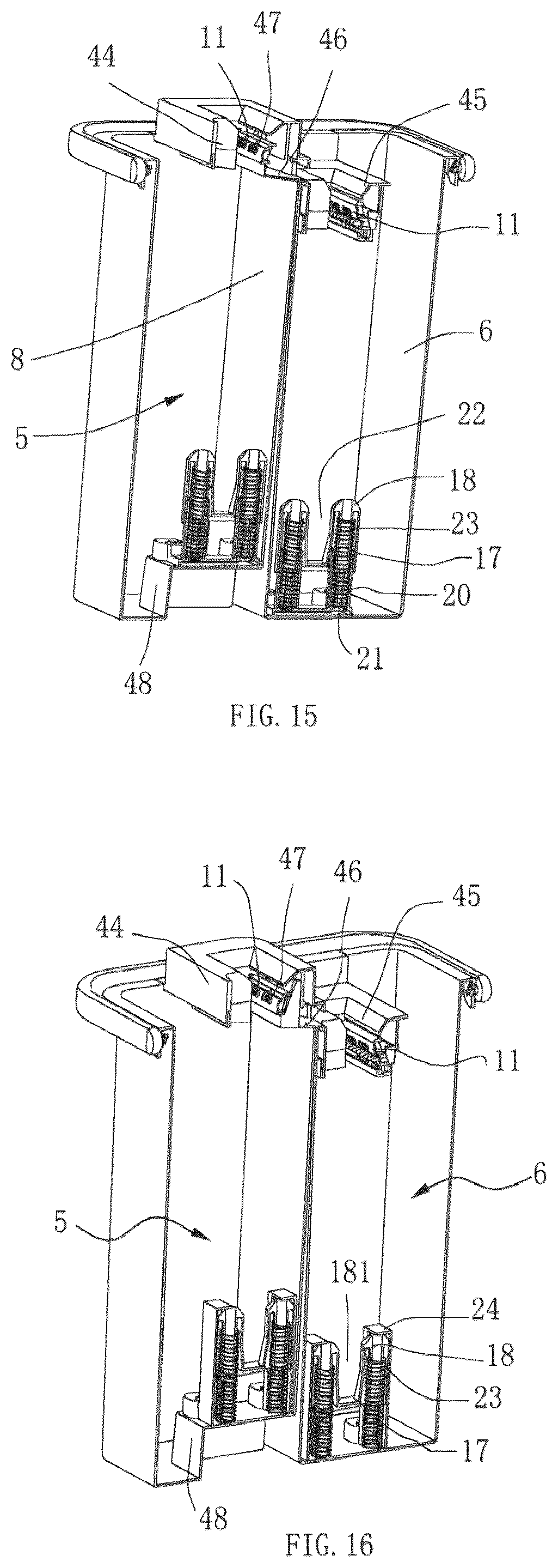 Patent US12096900 Figure 8 – Mop bucket for cleaning and squeezing a flat mop