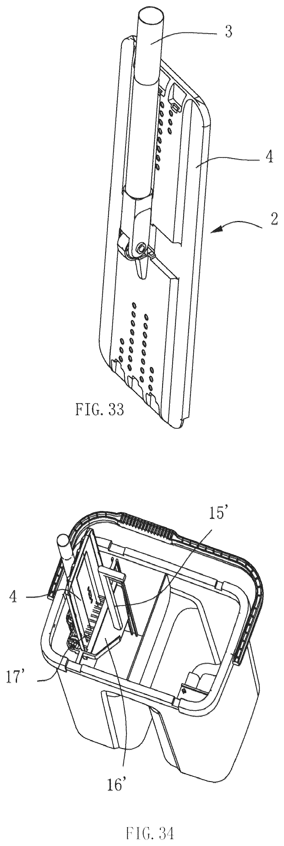 Patent US12096900 Figure 17 – Mop bucket for cleaning and squeezing a flat mop