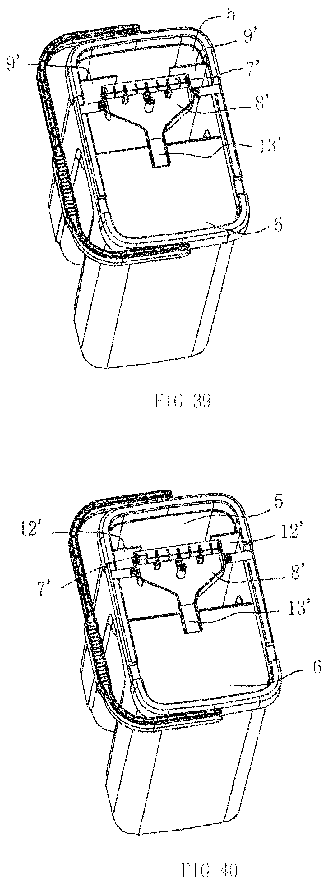 Patent US12096900 Figure 20 – Mop bucket for cleaning and squeezing a flat mop