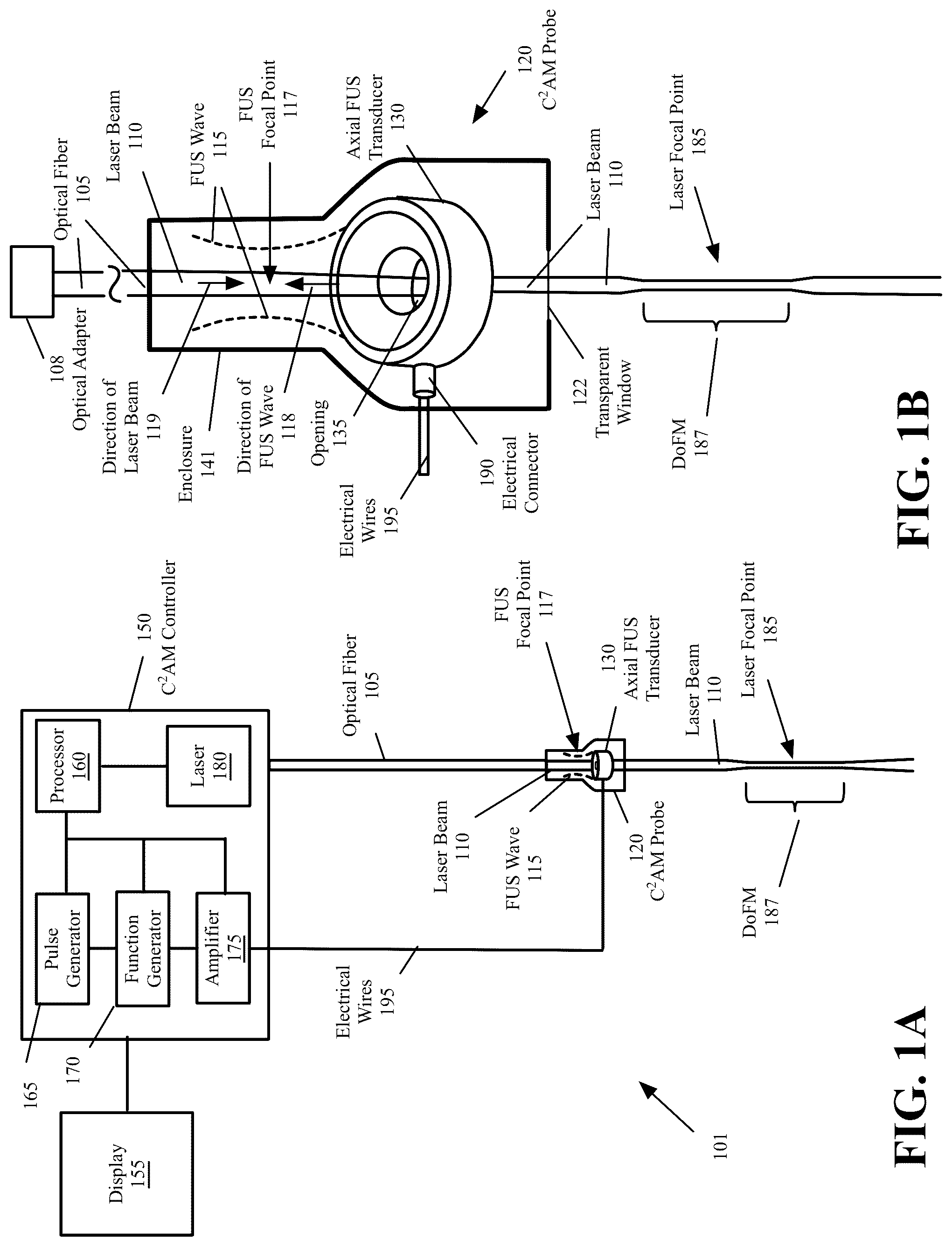 Patent US12096980 Figure 1 – Mediator-free universal laser light amplification with coaxial propagating focused ultrasound and system