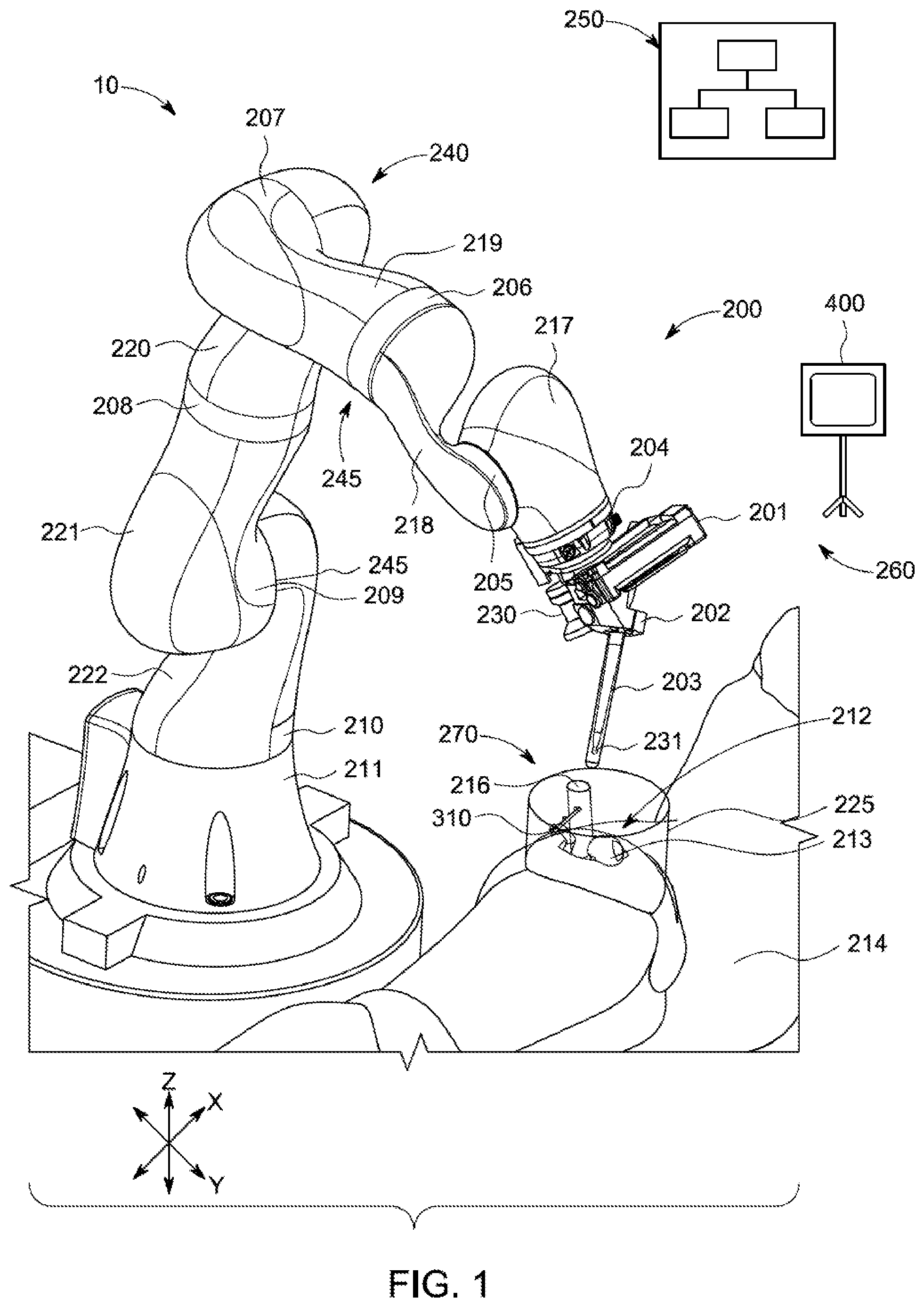 Patent US12097003 Figure 1 – System and method for interaction and definition of tool pathways for a robotic cutting tool