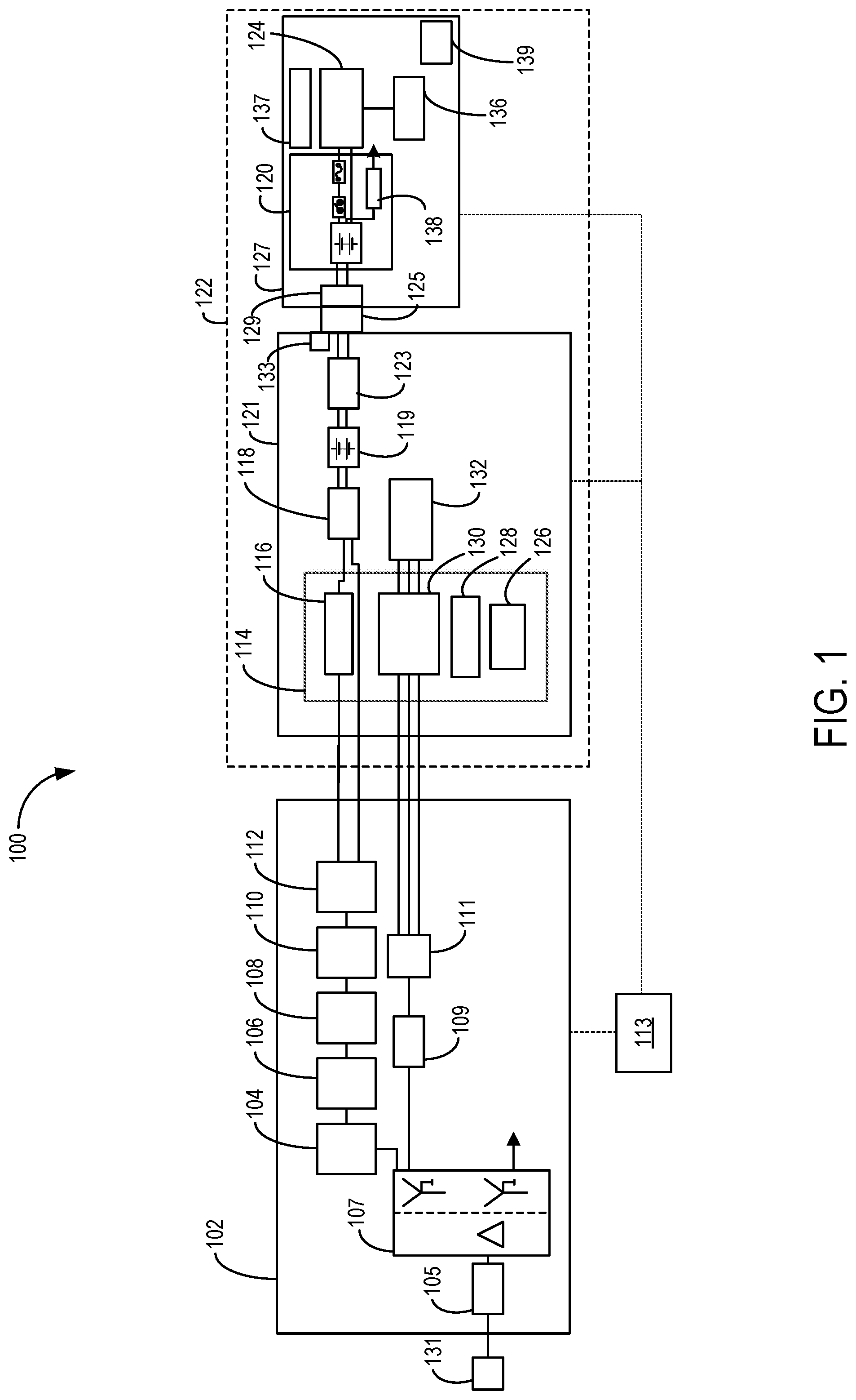 Patent US12097066 Figure 1 – Imaging system with balanced integrated power source