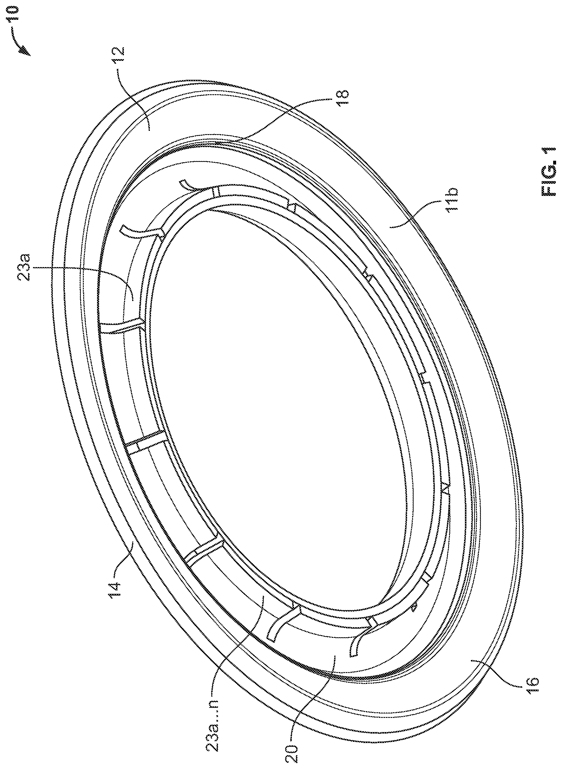 Patent US12097142 — Ostomy appliance with customizable barrier ring for localized convex support — Figure 1