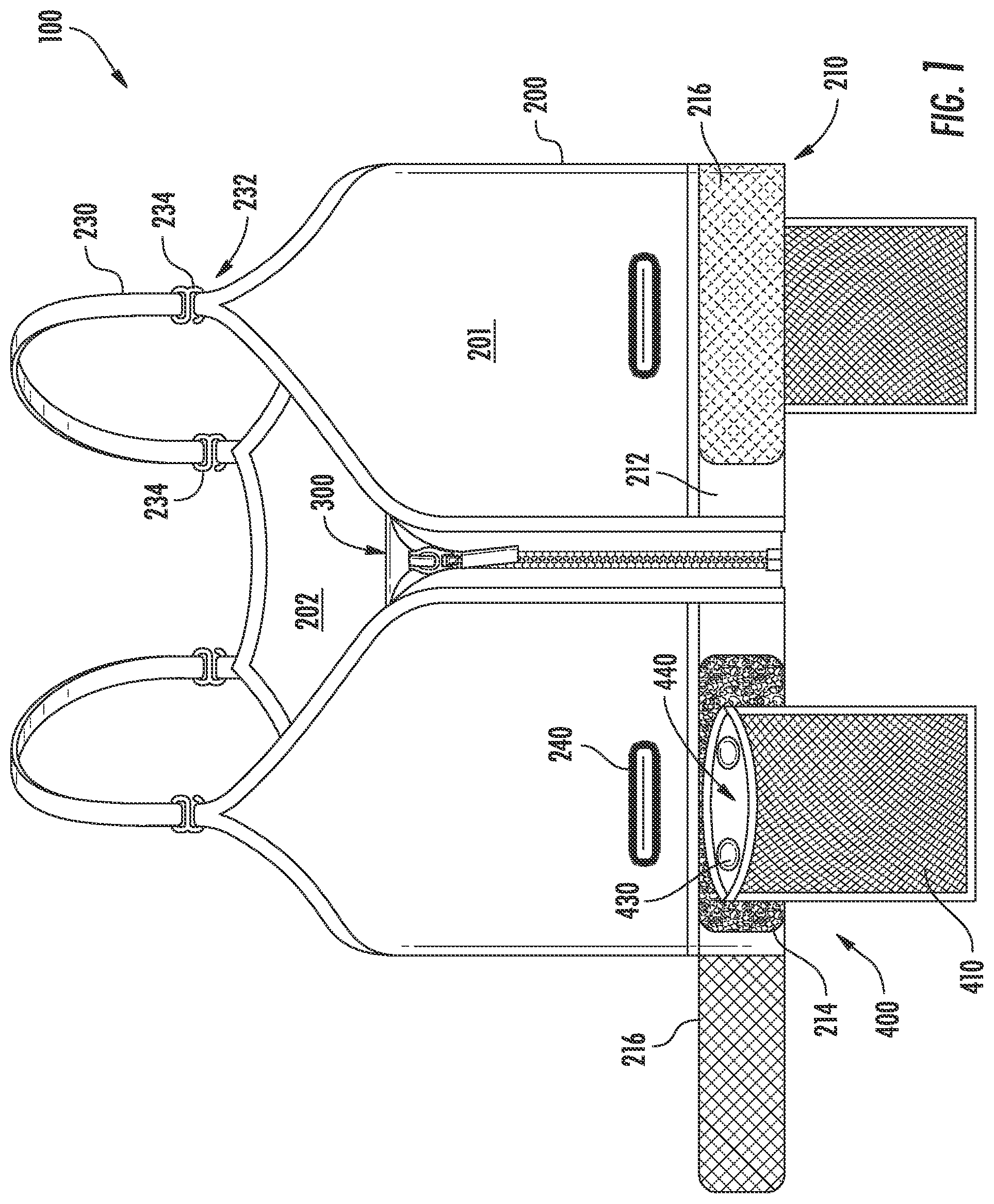Patent US12097318 — Post operation mastectomy bra — Figure 1