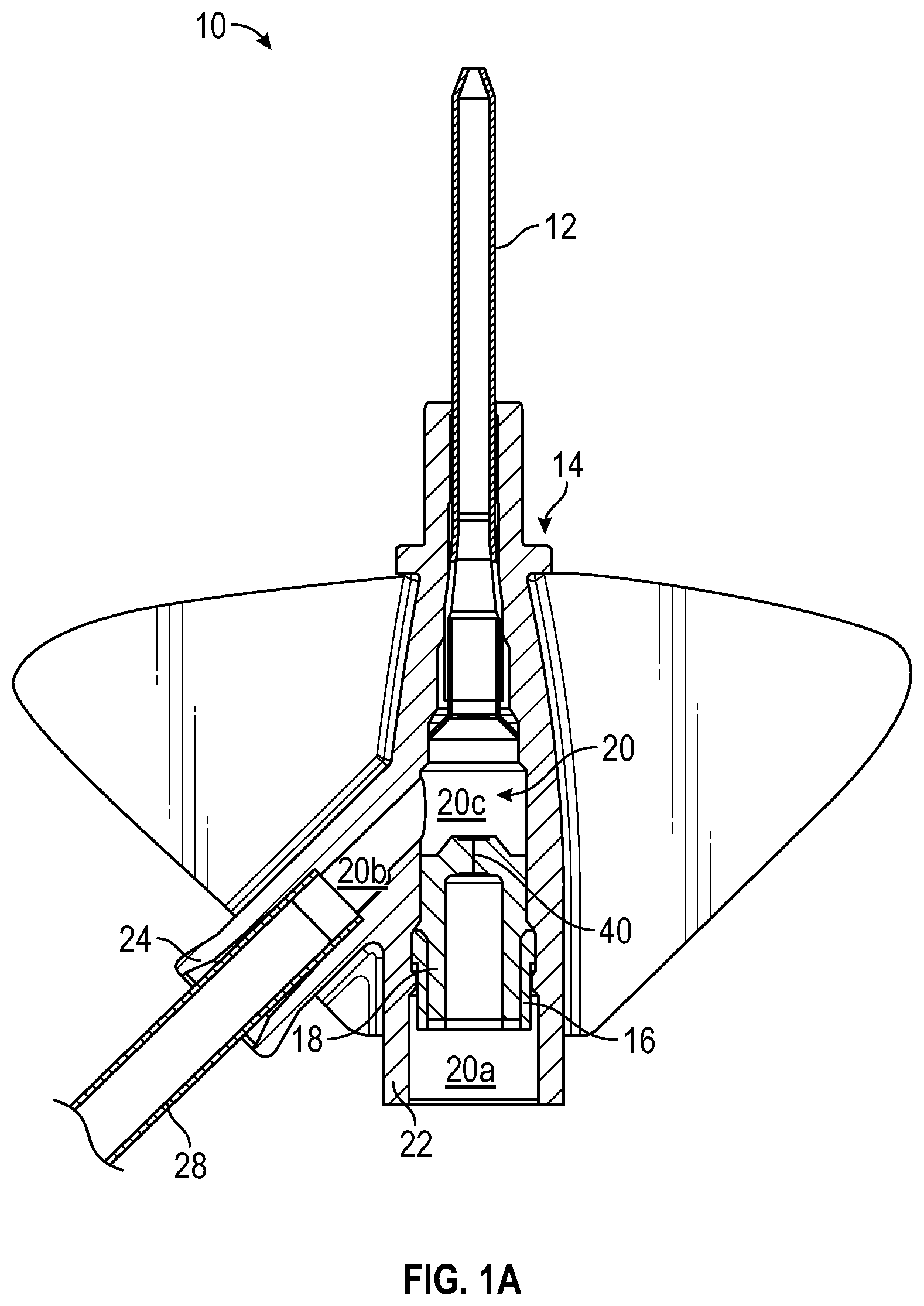 Patent US12097343 — Systems and methods to improve instrument guidance within an intravenous catheter assembly — Figure 1