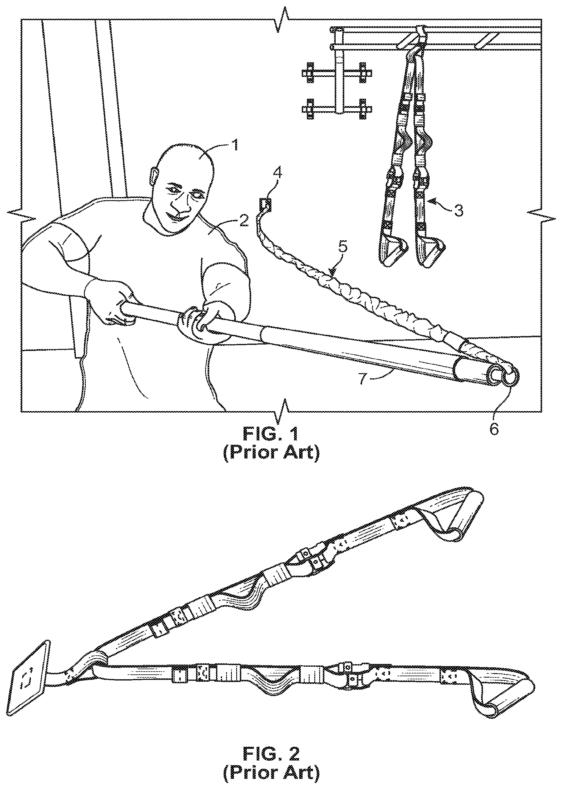 Patent US12097398 Figure 1 – Exercise system for using variable location anchors and variable biasing elements, and method of use thereof