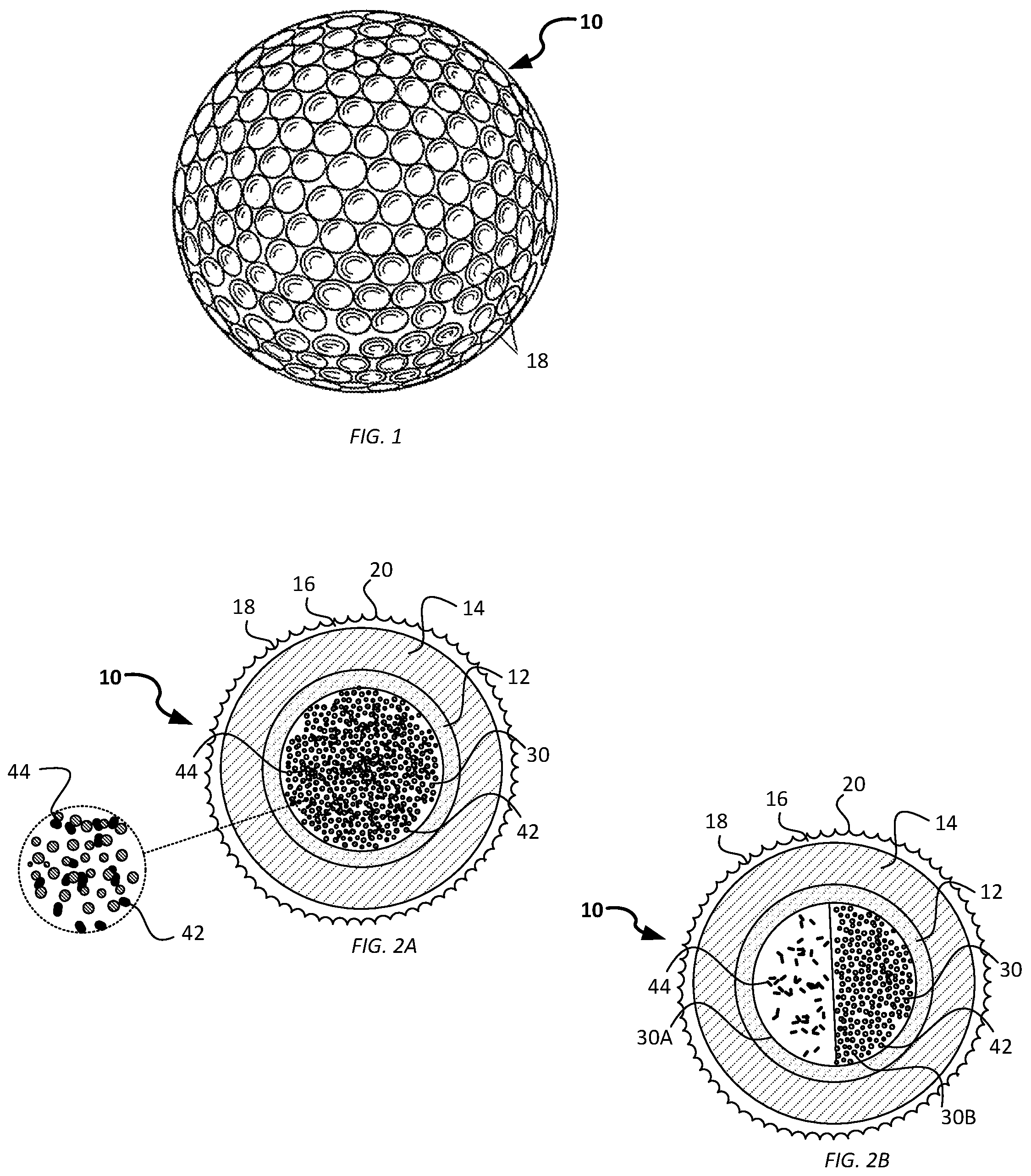 Patent US12097407 — Frangible golf ball — Figure 1