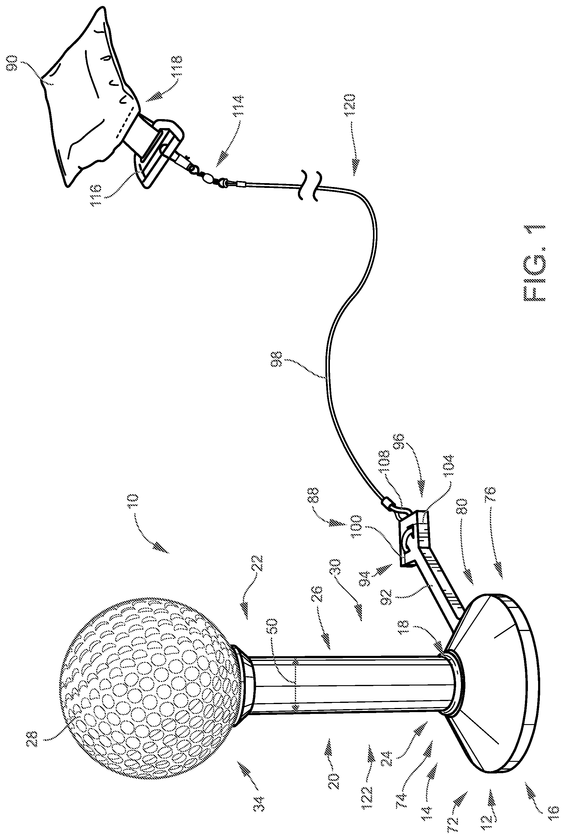 Patent US12097416 Figure 1 – Indoor golf tee