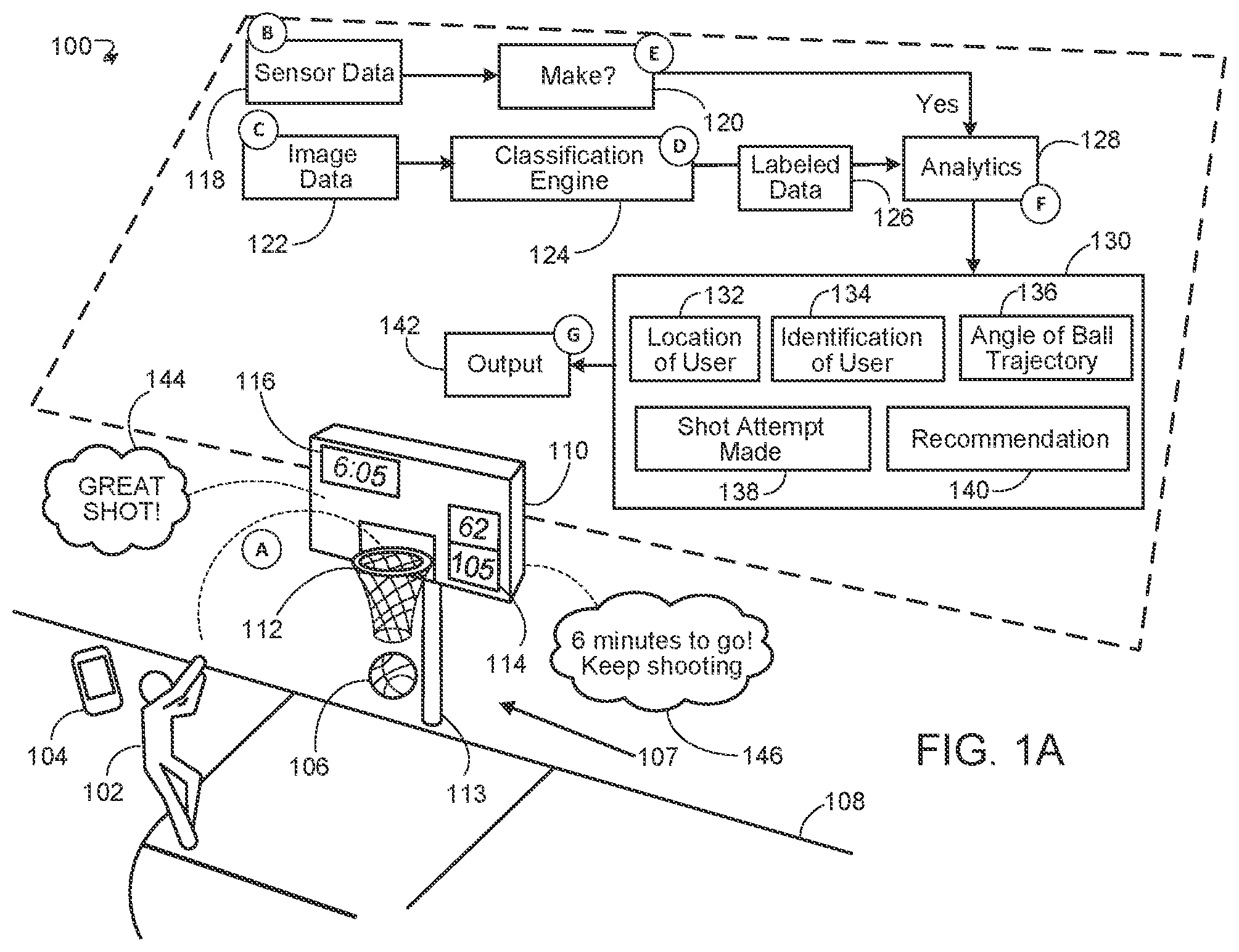 Patent US12097417 — Interactive basketball system — Figure 1