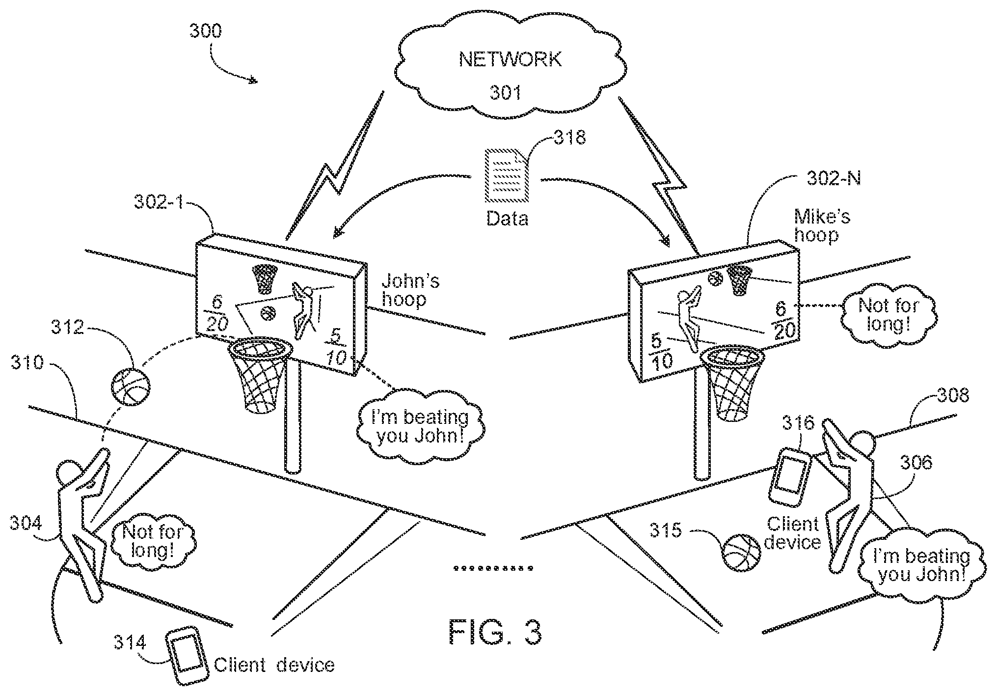 Patent US12097417 Figure 6 – Interactive basketball system