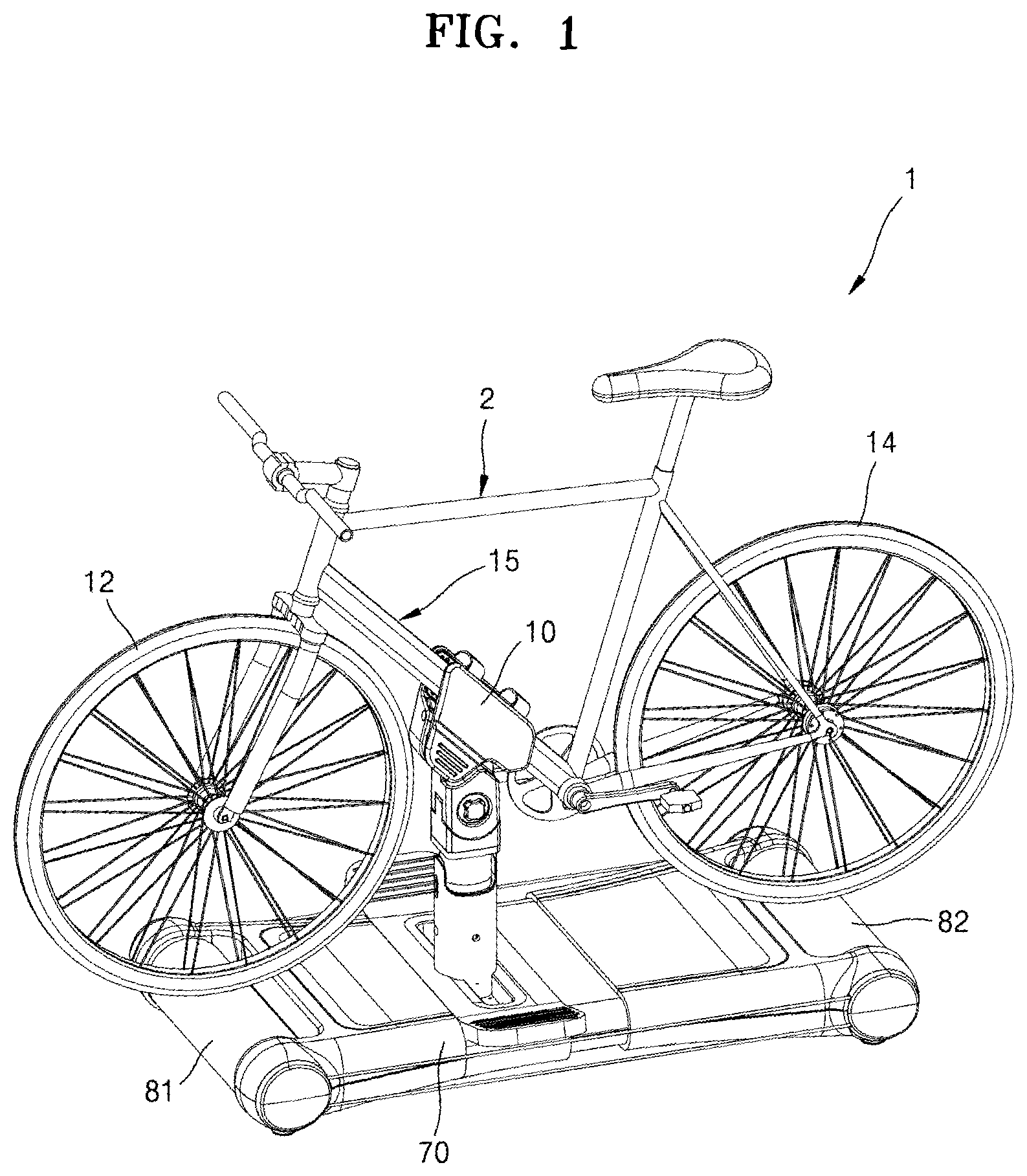 Patent US12097419 — Frame support module and bicycle simulator comprising same — Figure 1