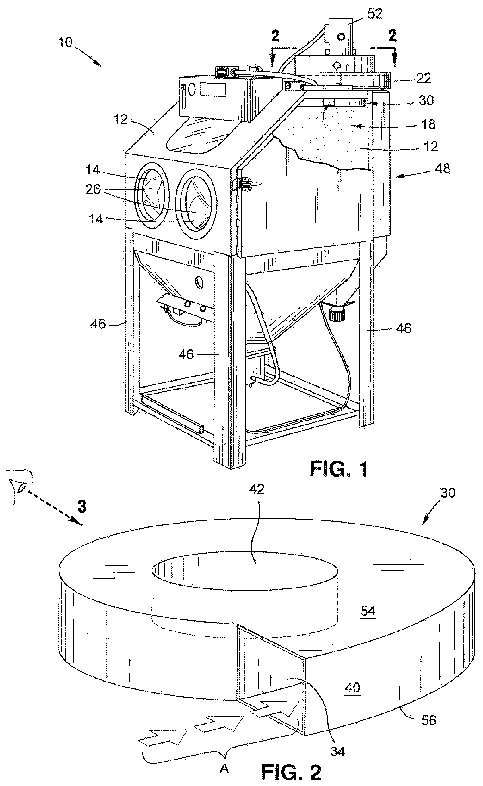 Patent US12097457 — Adjustable abrasive and dust separator — Figure 1