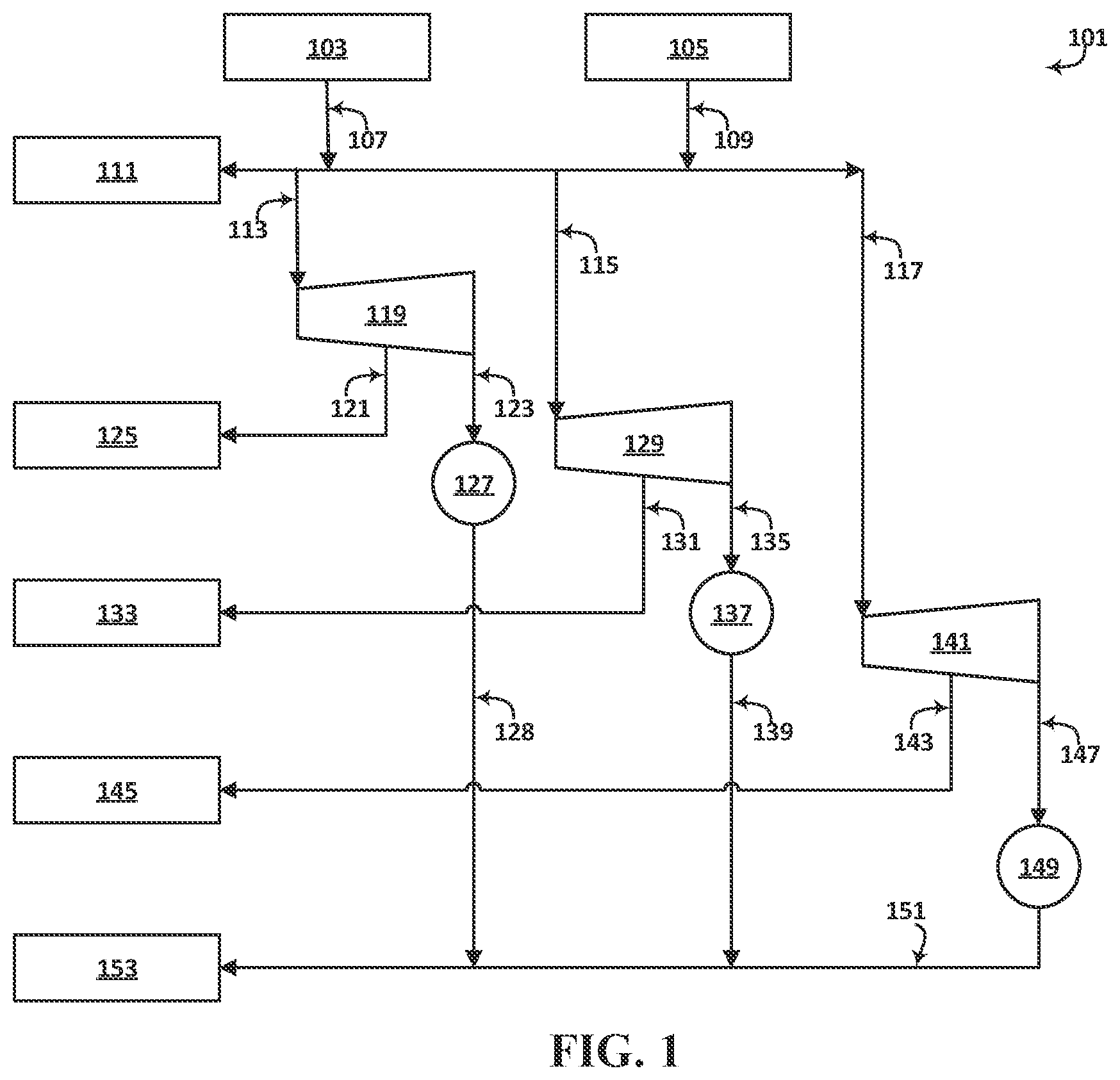Patent US12097464 — Amine CO 2 separation process integrated with hydrocarbons processing — Figure 1