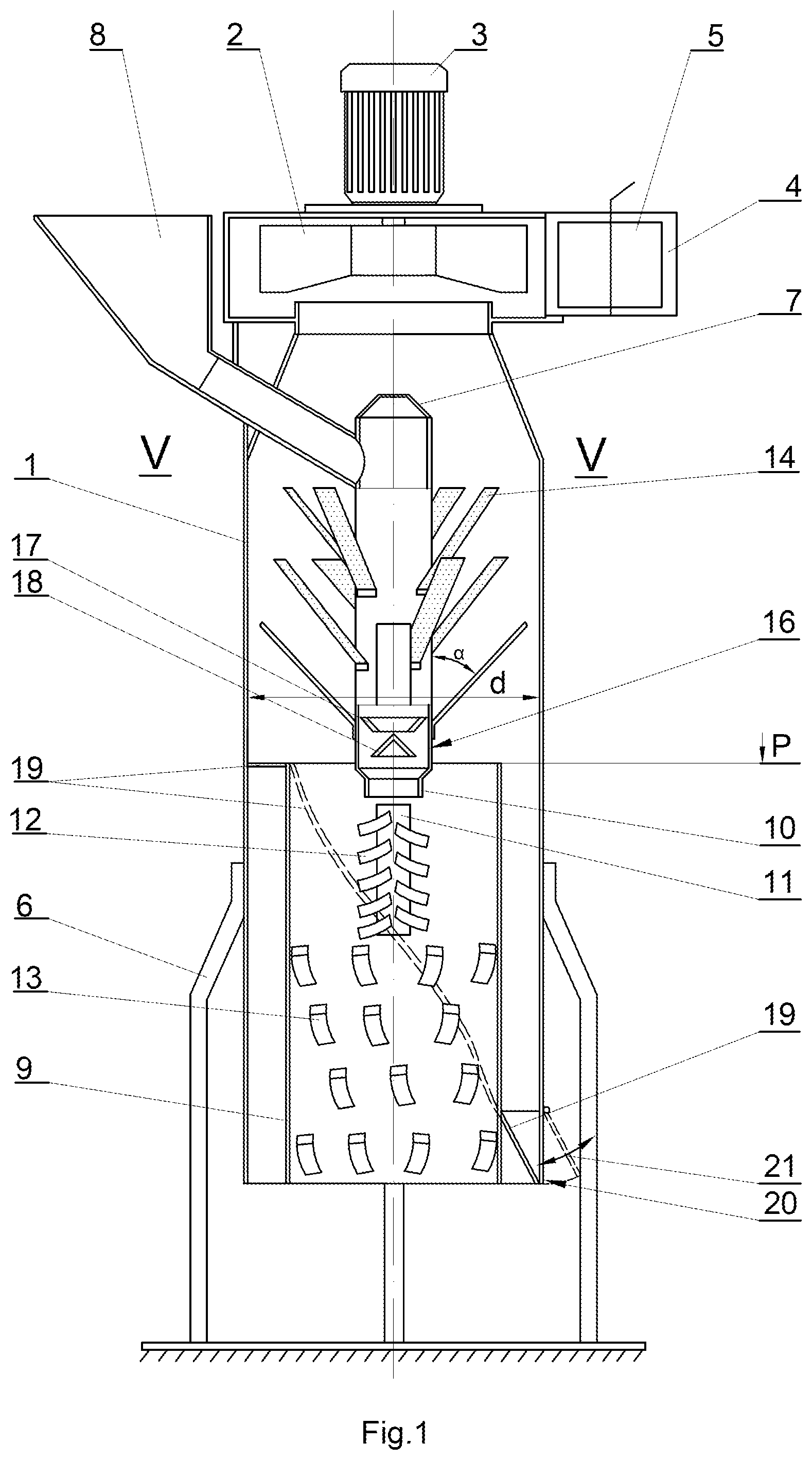 Patent US12097534 — Device for separation and removal of impurities from granular material — Figure 1