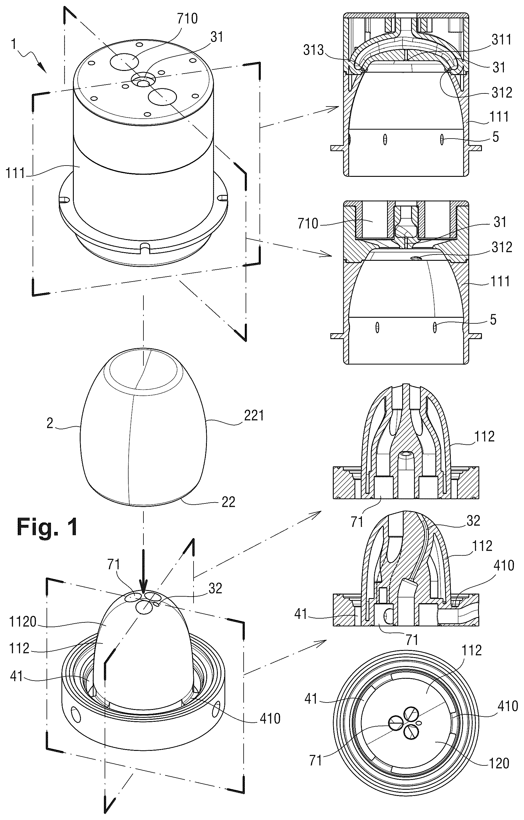 Patent US12097543 — Device for cleaning an object — Figure 1