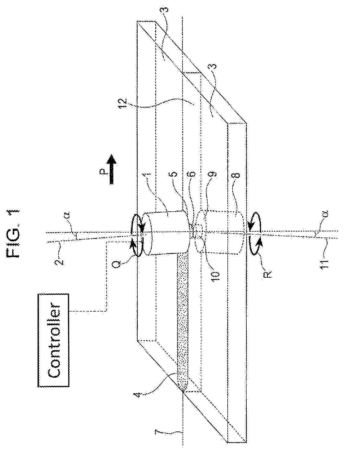 Patent US12097571 — Double-side friction stir welding method and double-side friction stir welding device for metal sheets or metal plates — Figure 1