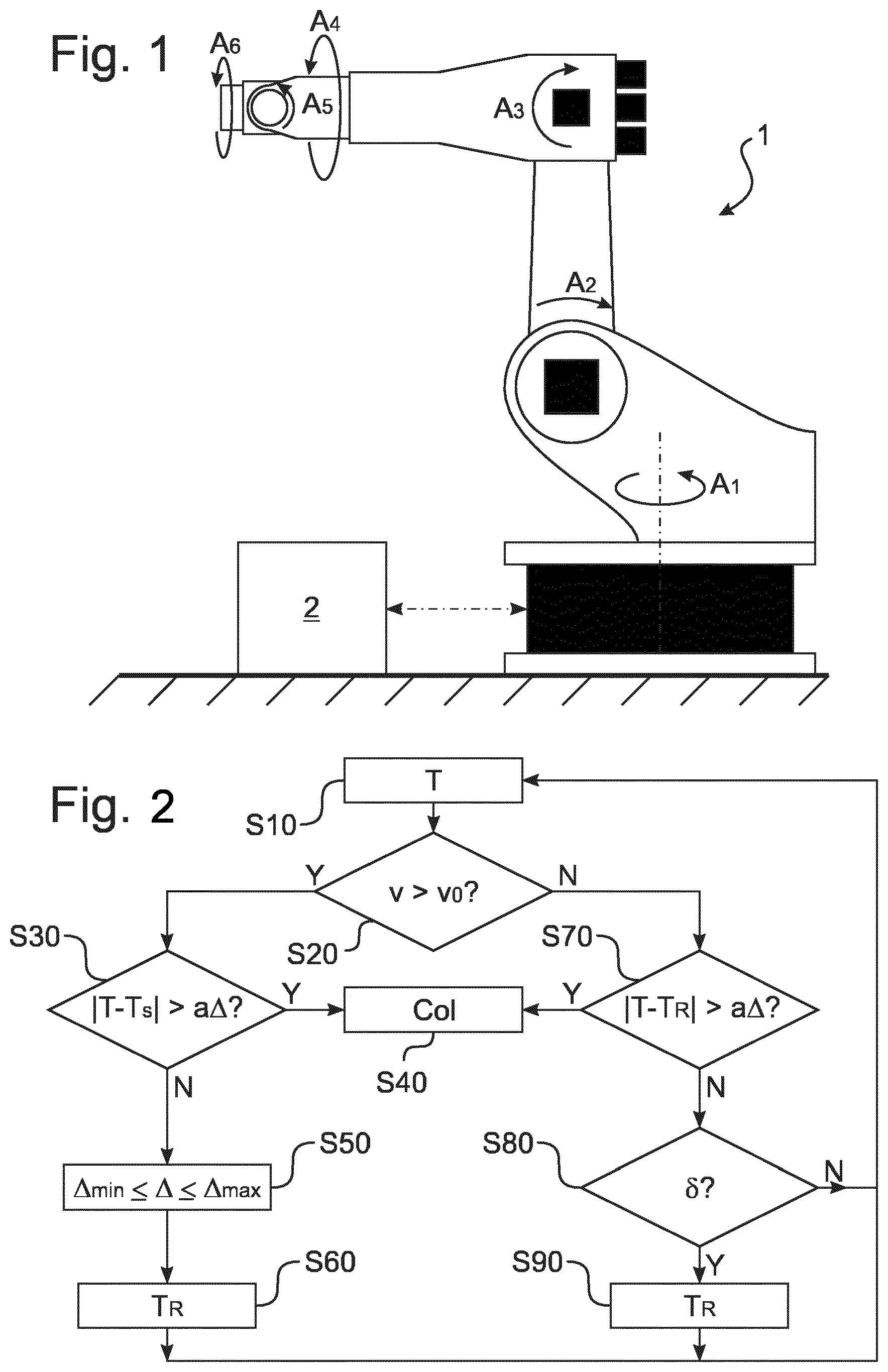 Patent US12097623 Figure 1 – Collision monitoring of a robot