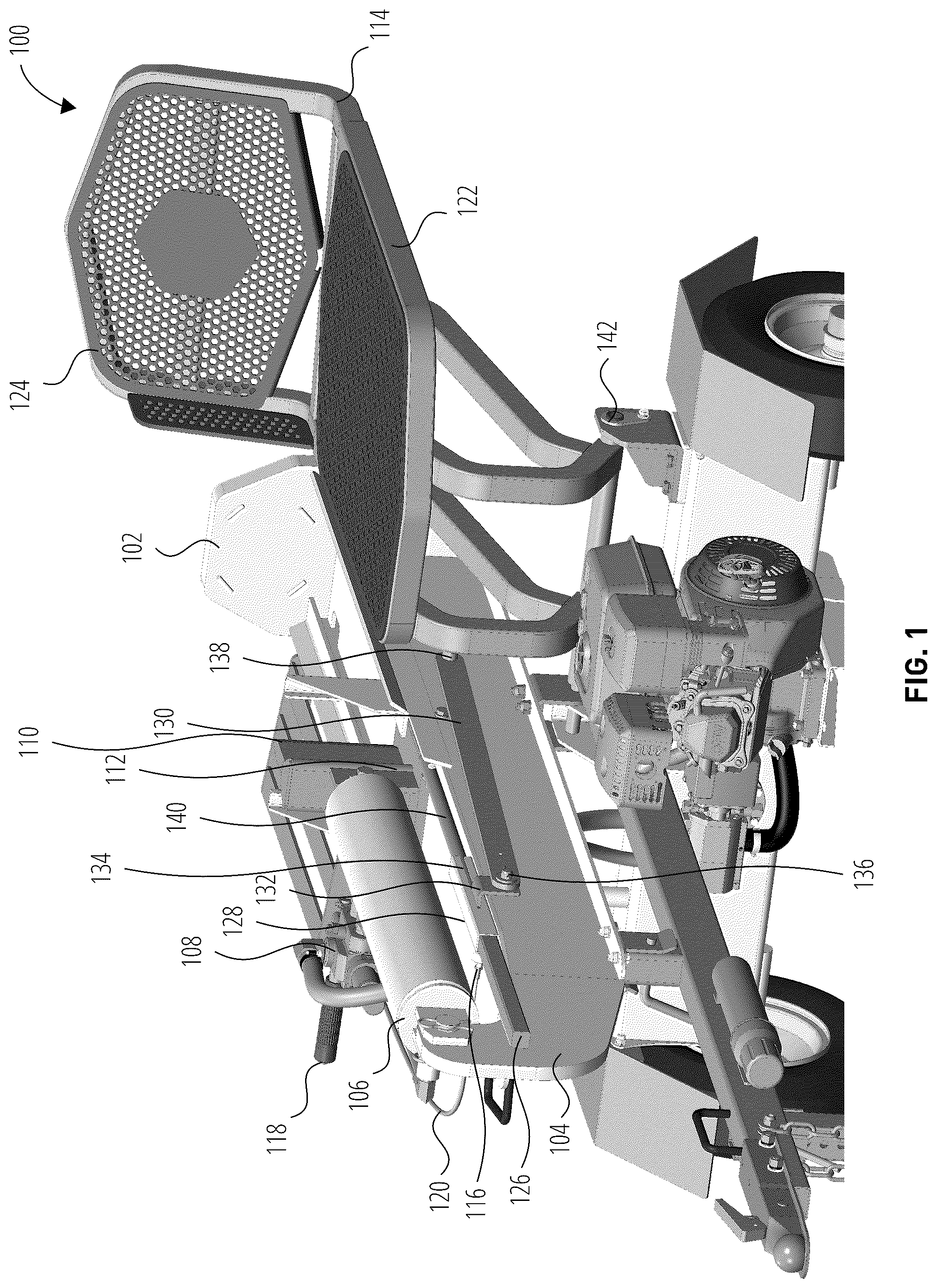 Patent US12097636 Figure 1 – Lift table attachment for two-way log splitters