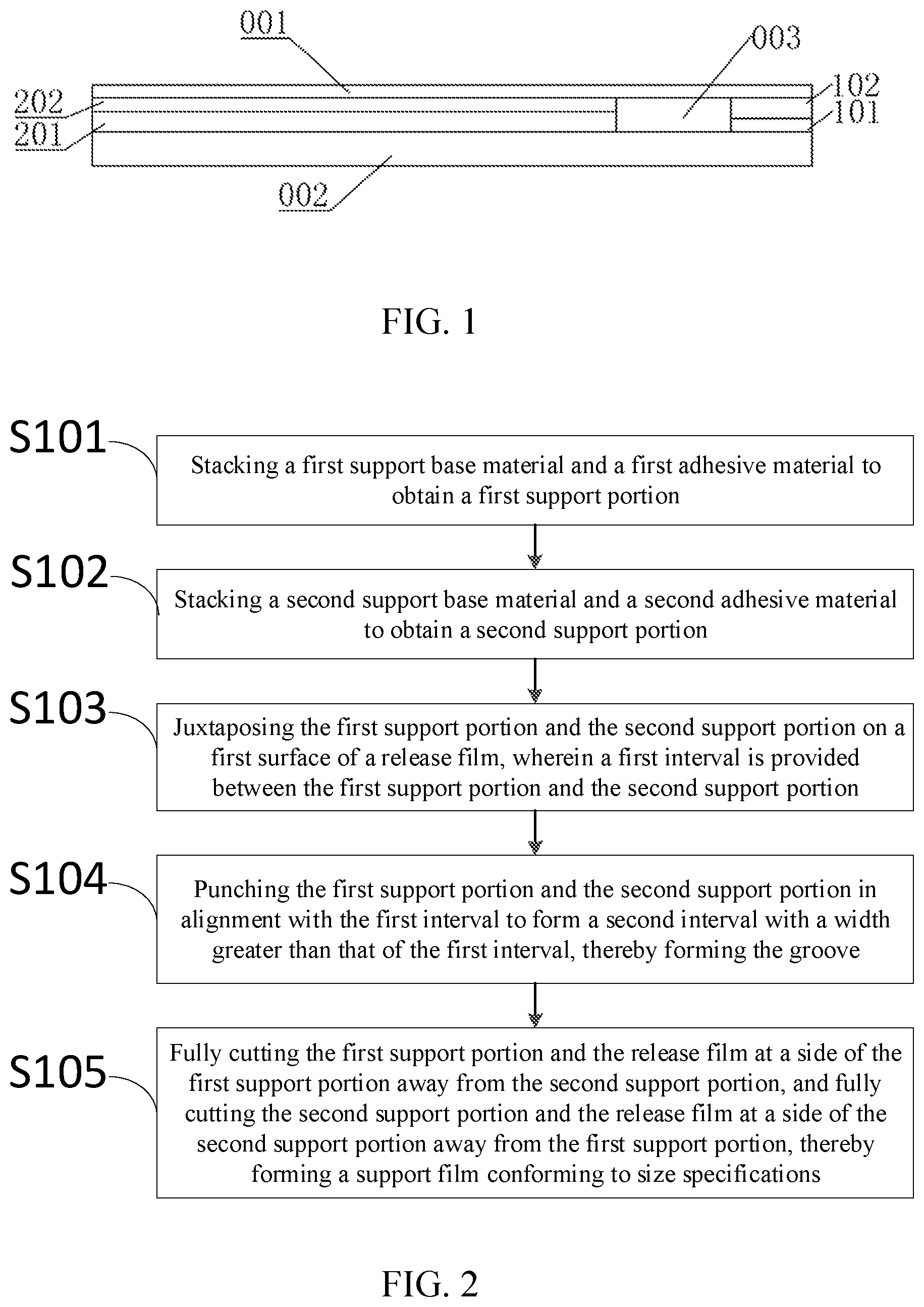 Patent US12097682 — Support film and forming method thereof, display panel and manufacturing method thereof — Figure 1