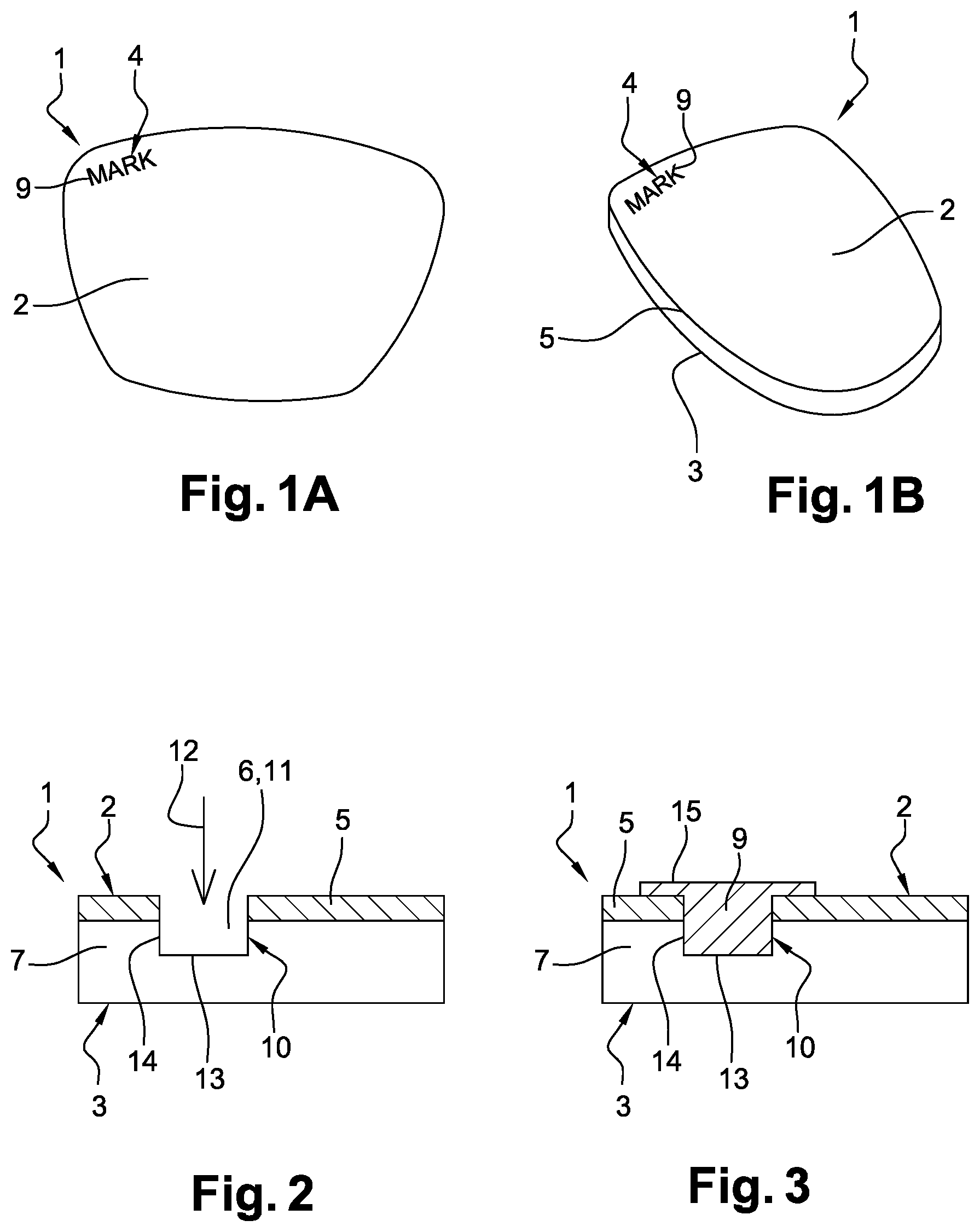 Patent US12097719 — Process for marking an optical eyeglass — Figure 1