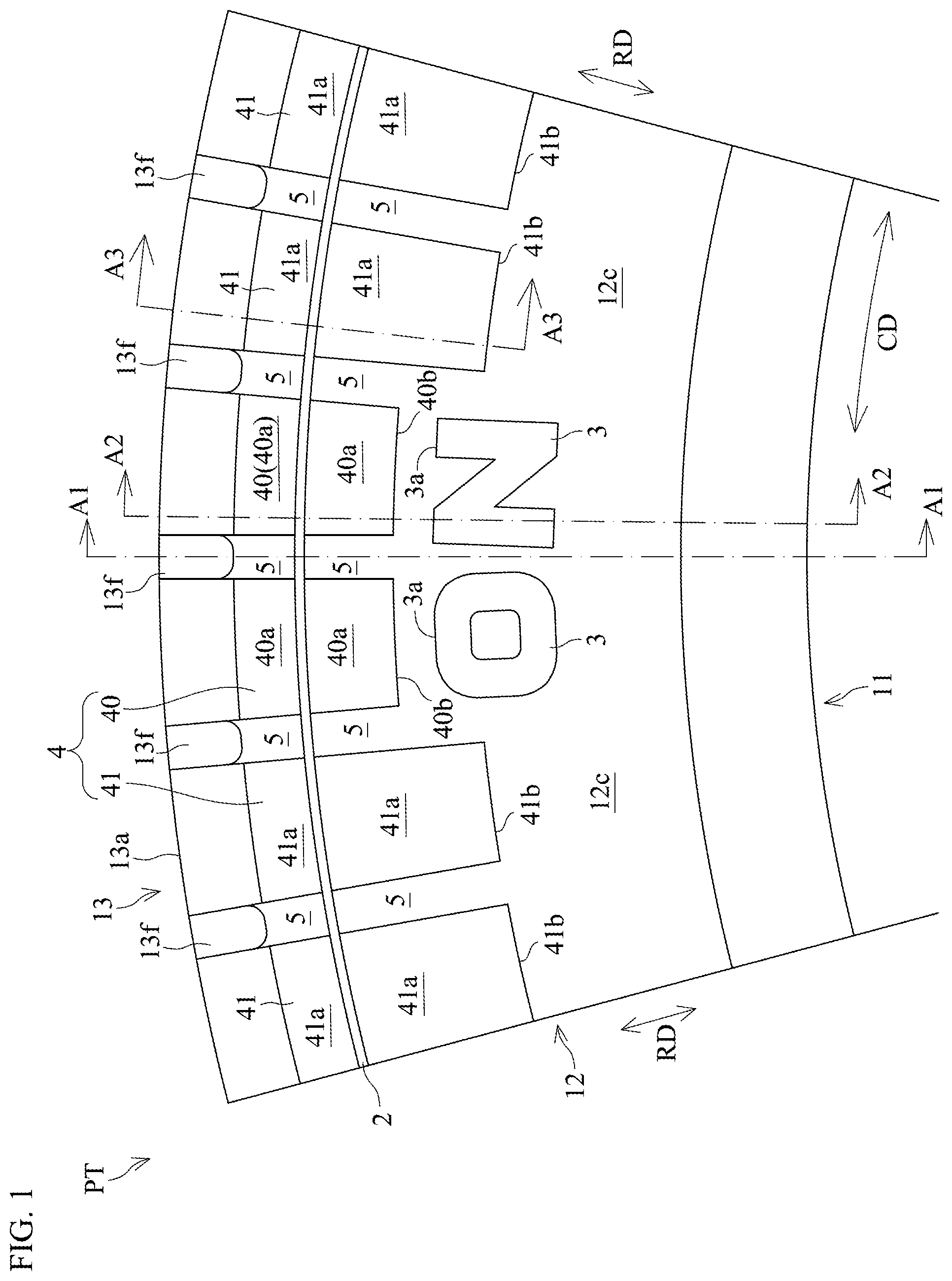 Patent US12097727 — Pneumatic tire — Figure 1