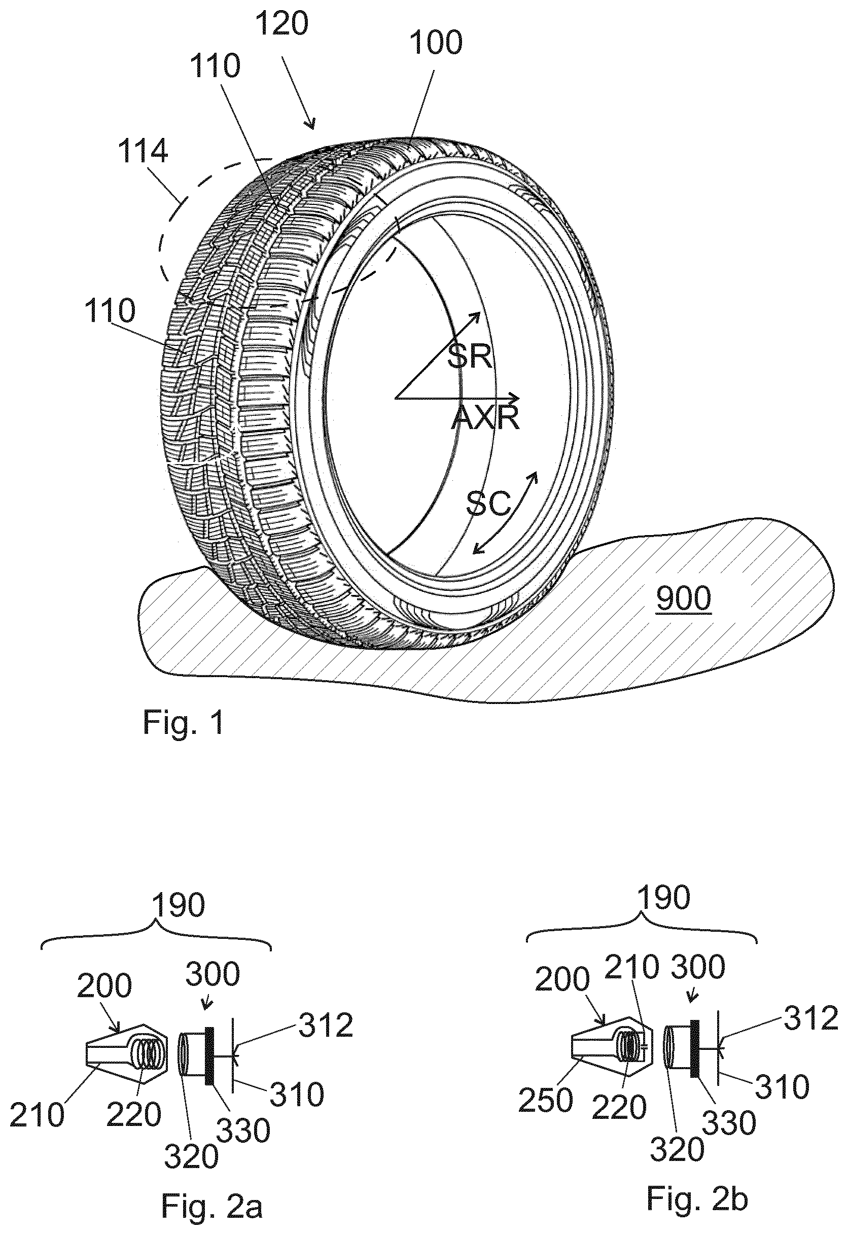 Patent US12097728 — Tire with a module — Figure 1