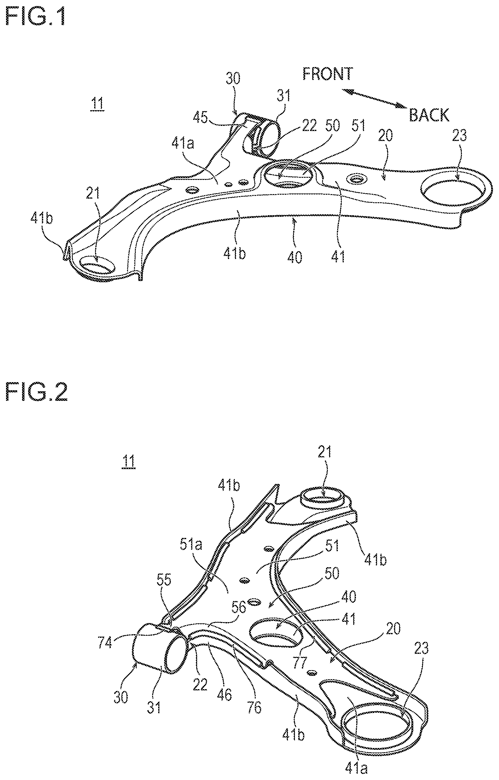 Patent US12097743 — Suspension structure for vehicle and method of manufacturing the same — Figure 1
