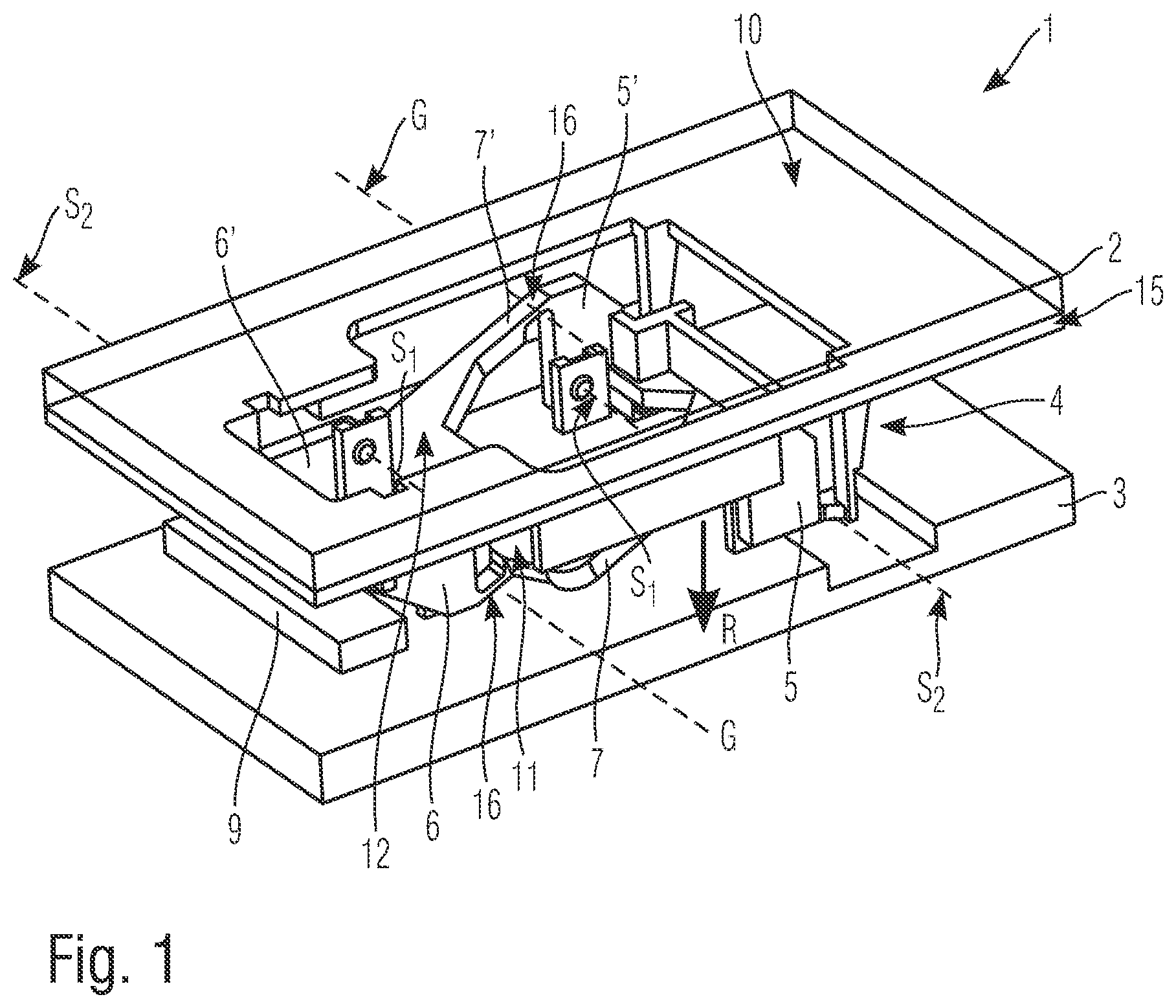 Patent US12097764 — Operating member with movably mounted actuating part and improved guidance mechanism for the parallel guidance of the actuating part — Figure 1