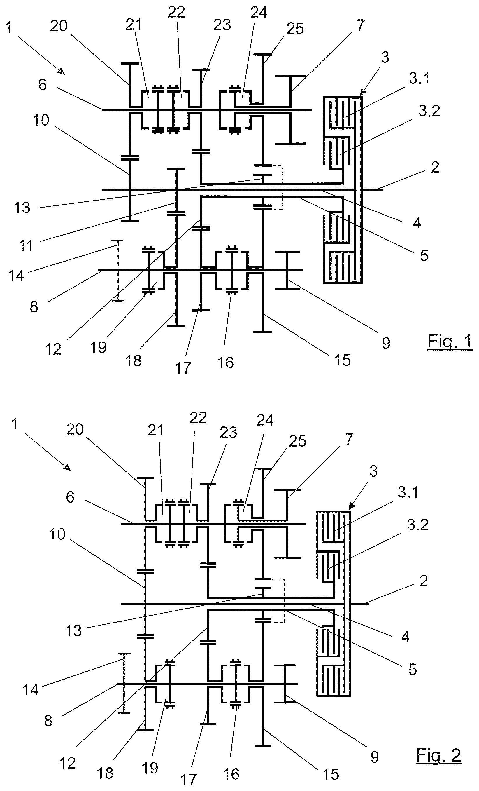 Patent US12097766 Figure 1 – Dual-clutch transmission