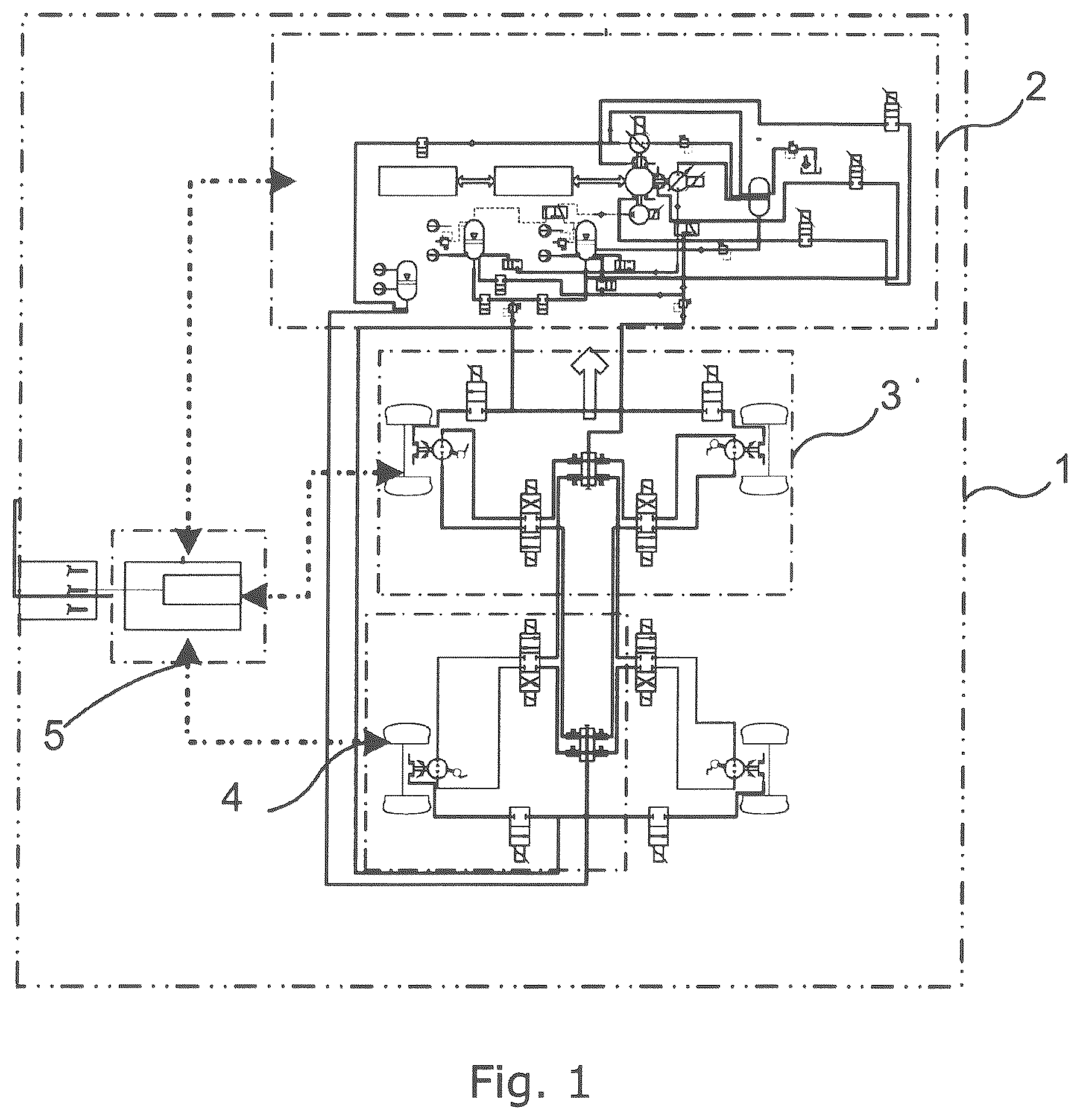 Patent US12097767 — Electric vehicle system comprising a hydraulic system — Figure 1