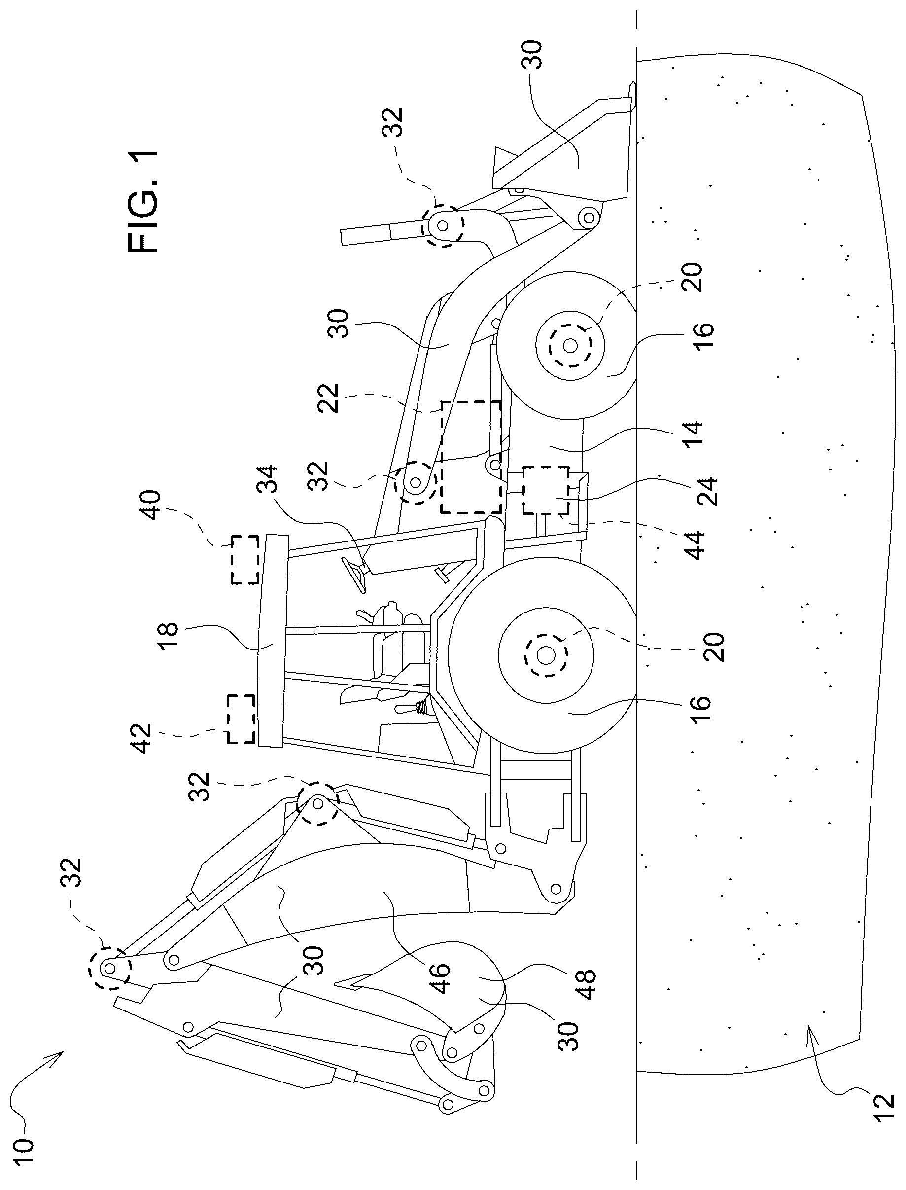 Patent US12097771 — Vehicle energy control system and method of controlling energy for a vehicle having a work member — Figure 1