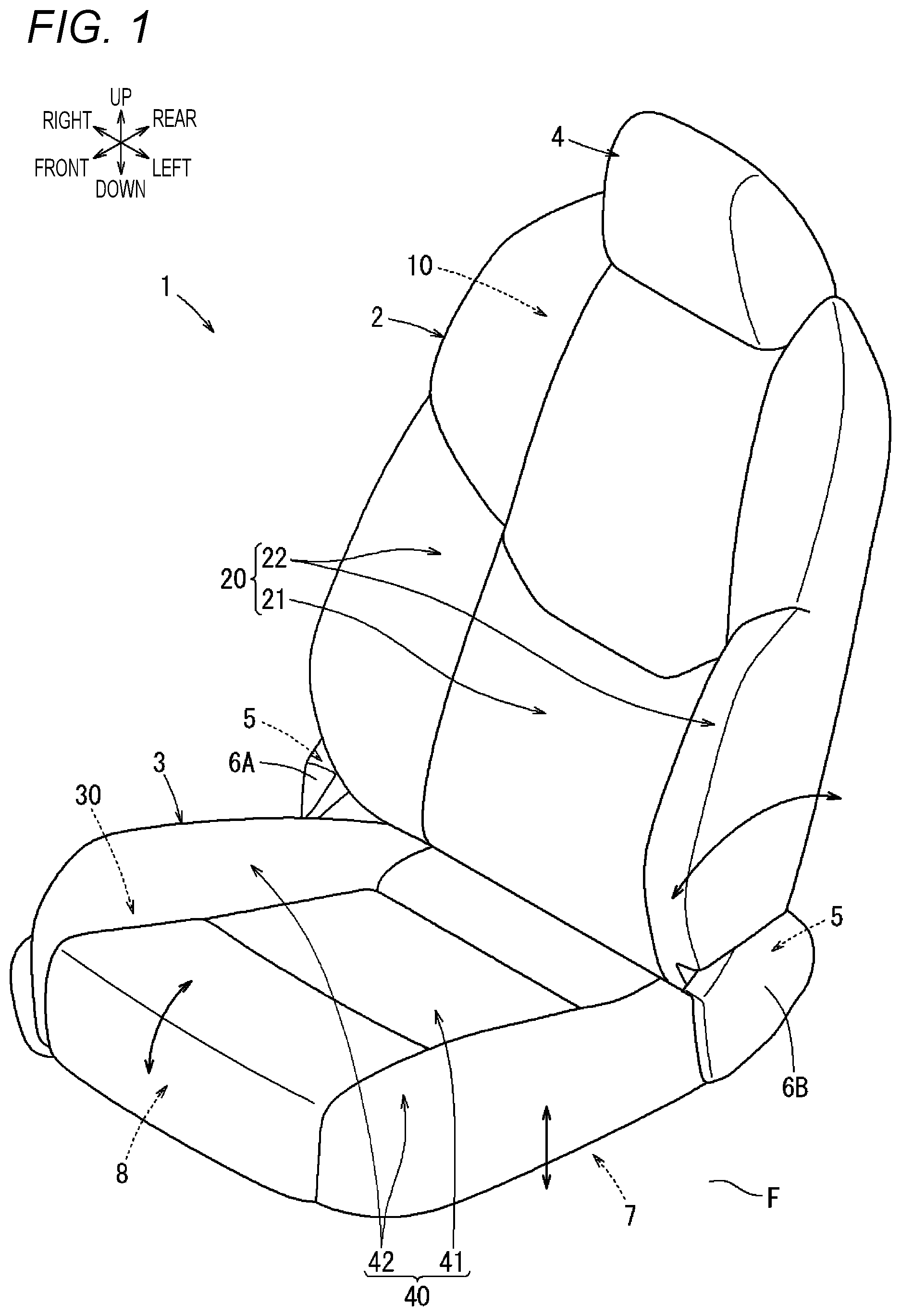 Patent US12097790 Figure 1 – Seat device
