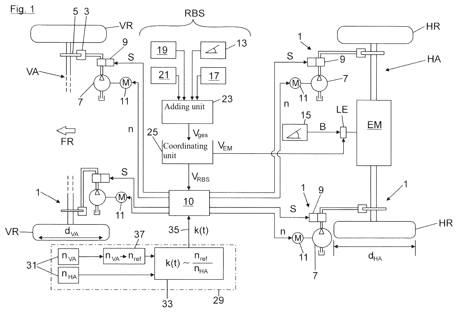 Patent US12097836 — Vehicle brake system and method for operating a vehicle brake system — Figure 1