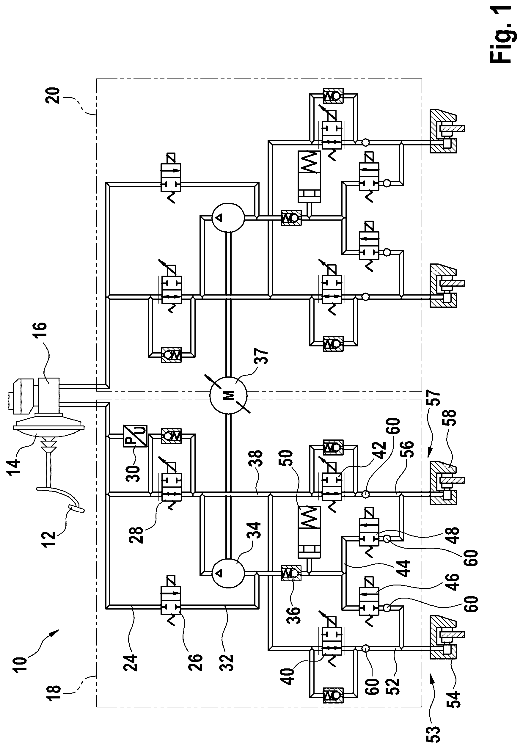 Patent US12097837 — Pump housing of a hydraulic assembly having an outlet valve receiving means — Figure 1