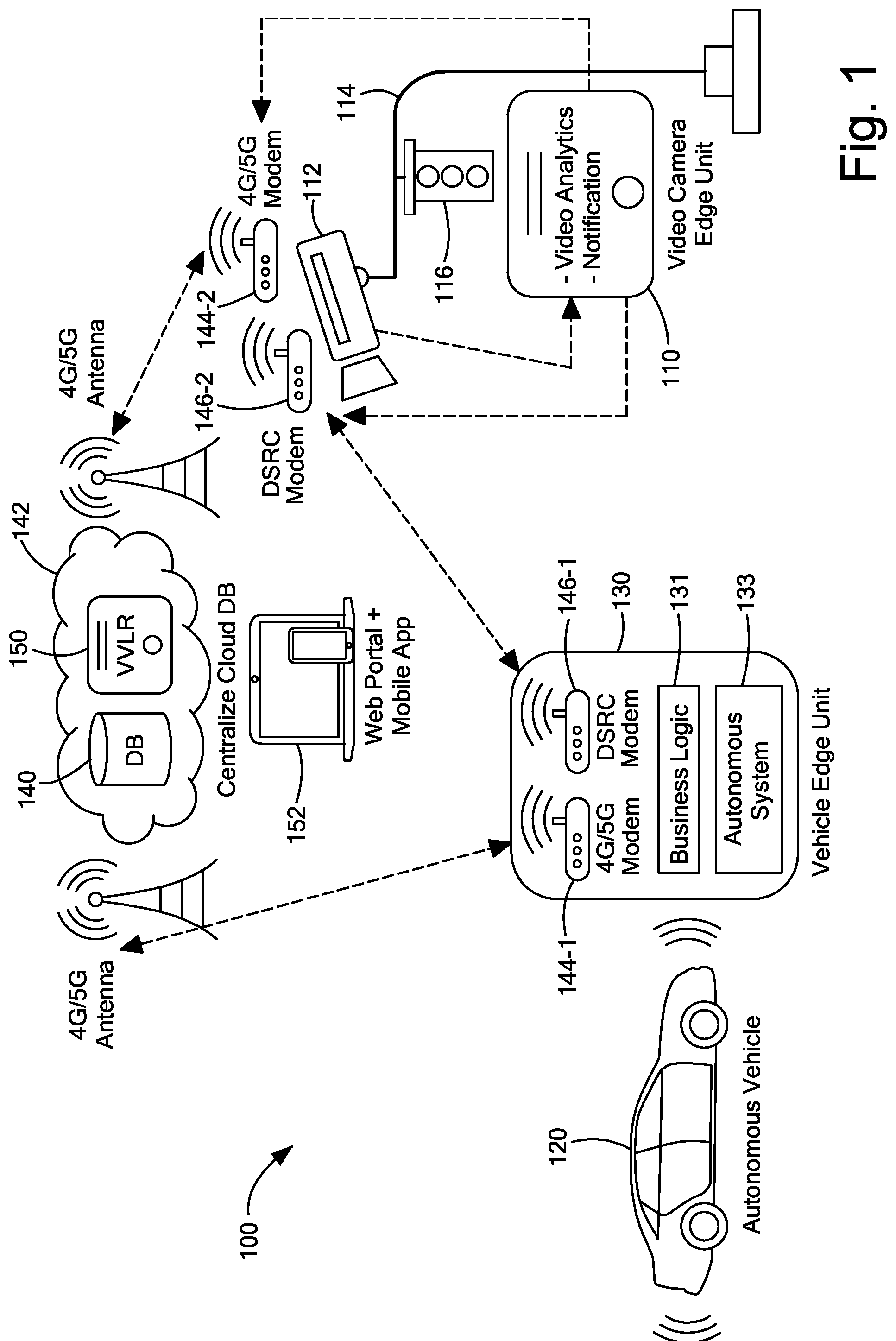 Patent US12097852 — Video analytics traffic monitoring and control — Figure 1