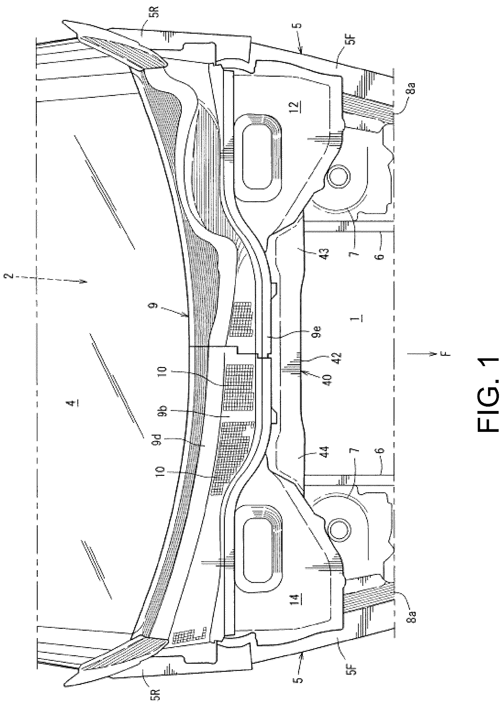 Patent US12097904 — Front structure of vehicle — Figure 1