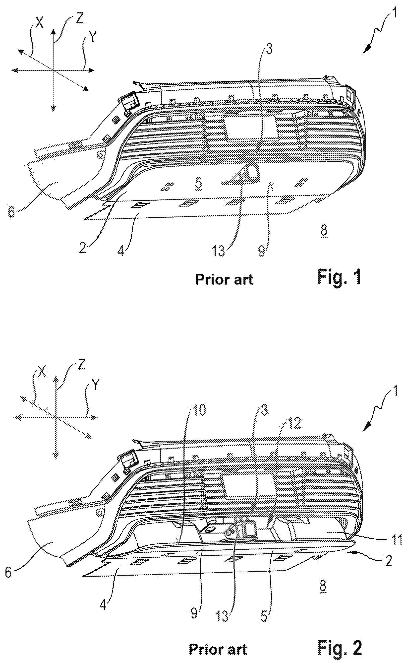 Patent US12097909 — Motor vehicle body with an air-guiding device and a trailer coupling mounting device — Figure 1