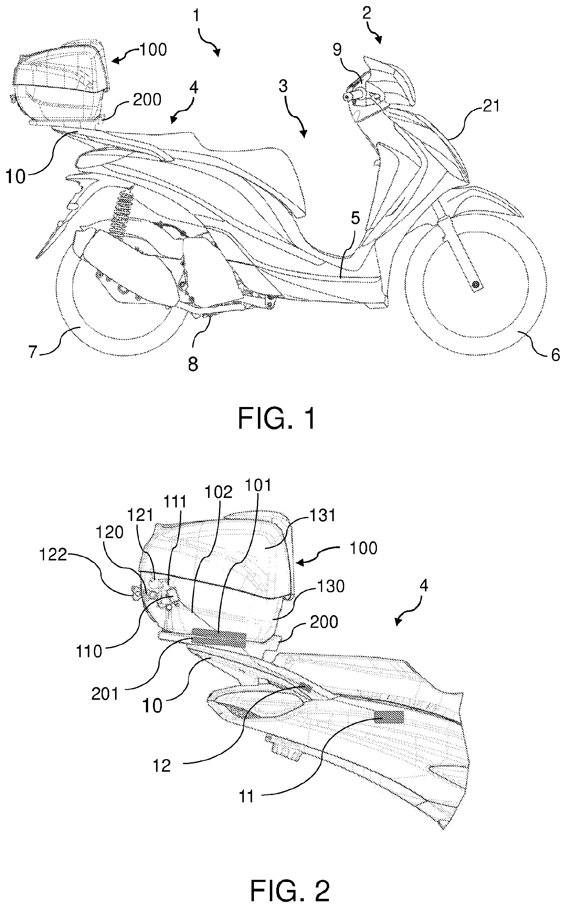 Patent US12097924 — Storage container for saddle riding-type vehicle — Figure 1