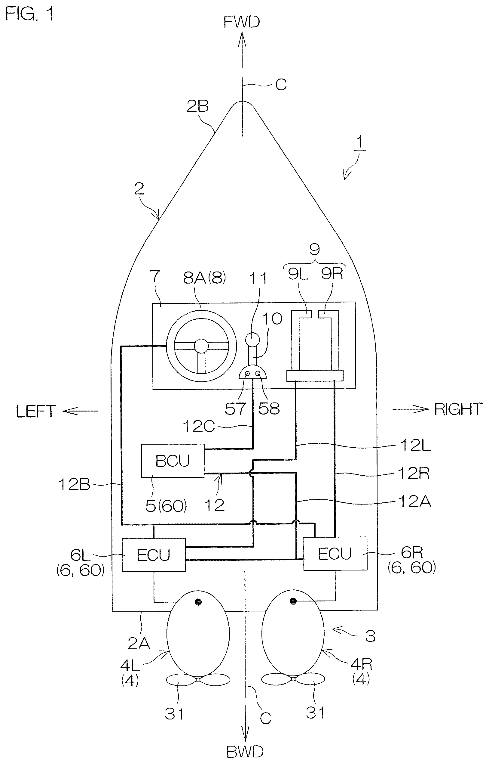 Patent US12097945 — Vessel operation system and vessel — Figure 1