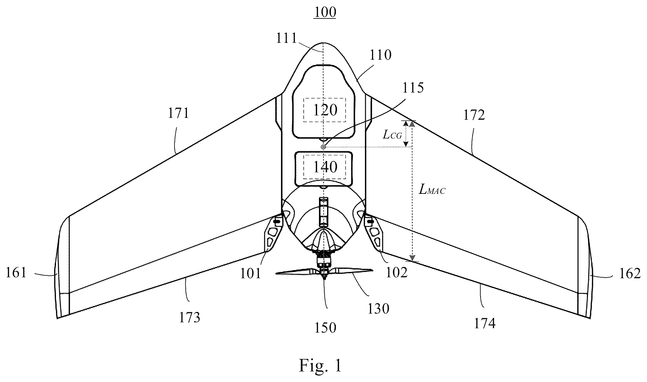 Patent US12097949 — Methods and unmanned aerial vehicles for longer duration flights — Figure 1