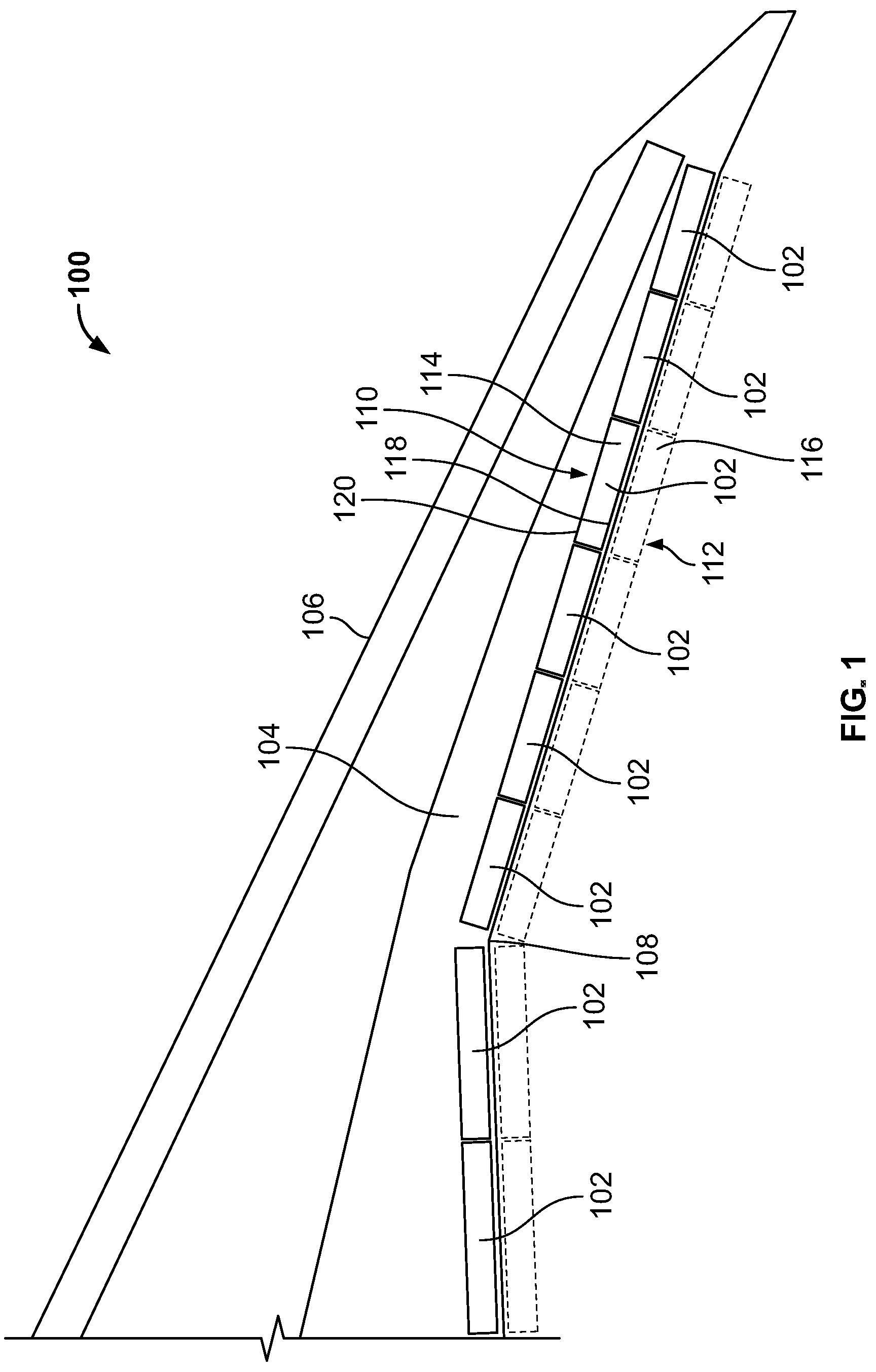 Patent US12097959 — Underwing-mounted trailing edge flaps for wings of aircraft — Figure 1