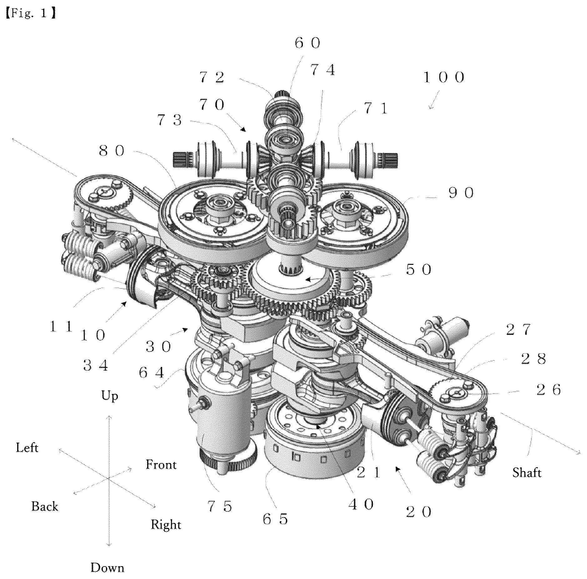 Patent US12097980 — Engine device for unmanned flying apparatus — Figure 1