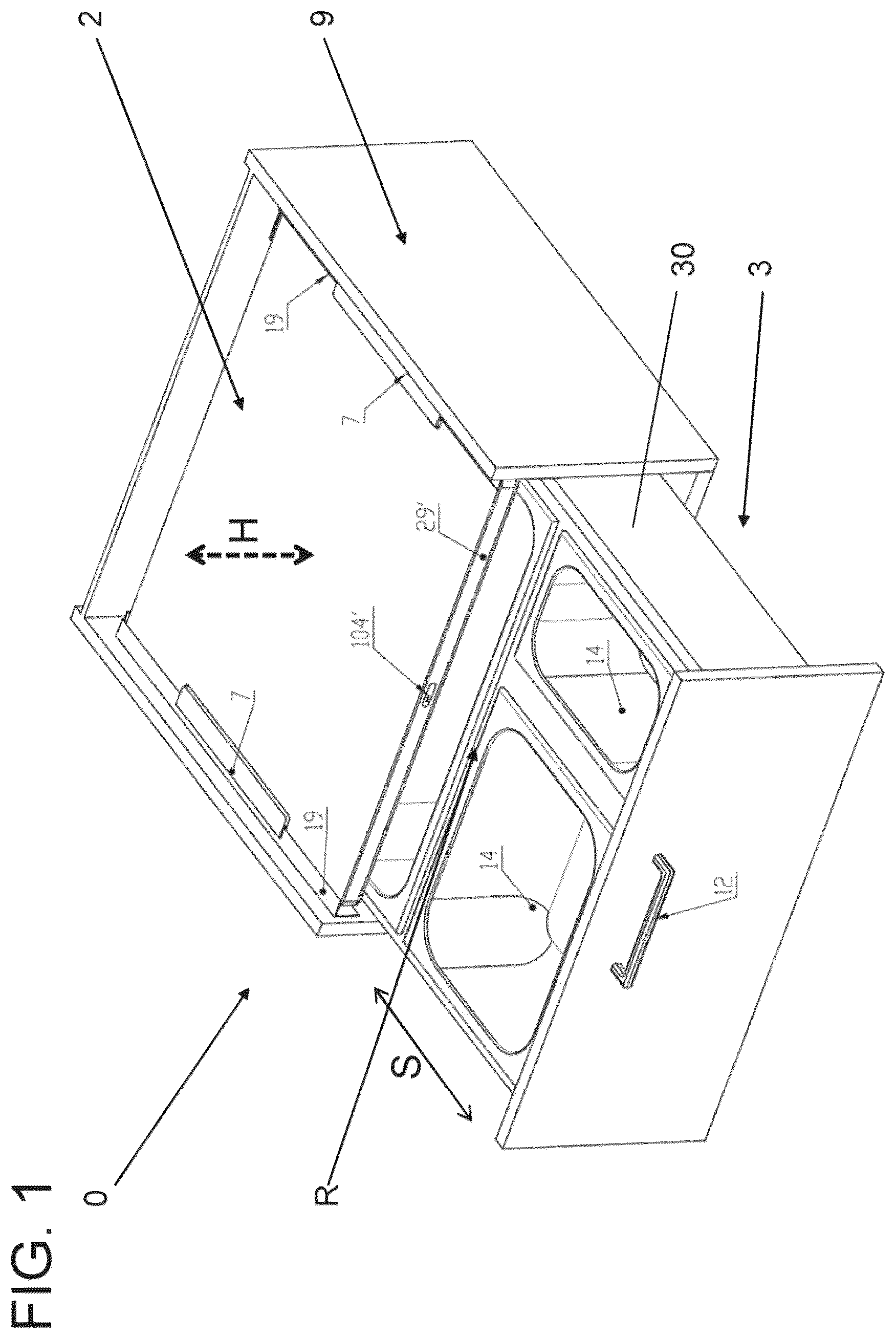 Patent US12098013 — Multilayer cover of a vacuum drawer device — Figure 1