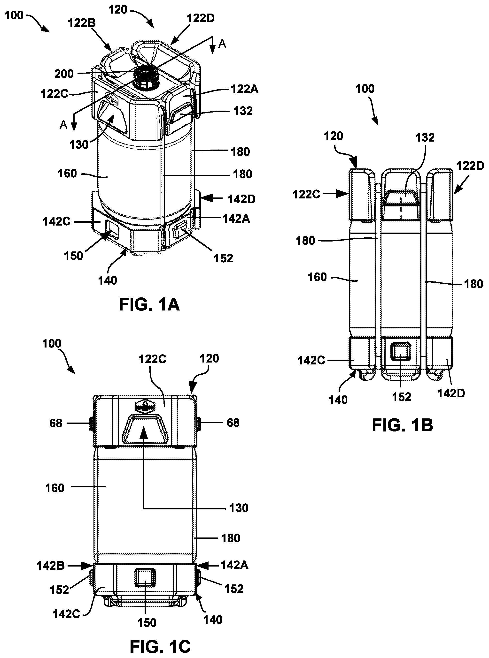 Patent US12098019 — System and components for receiving, storing, and dispensing fluids — Figure 1